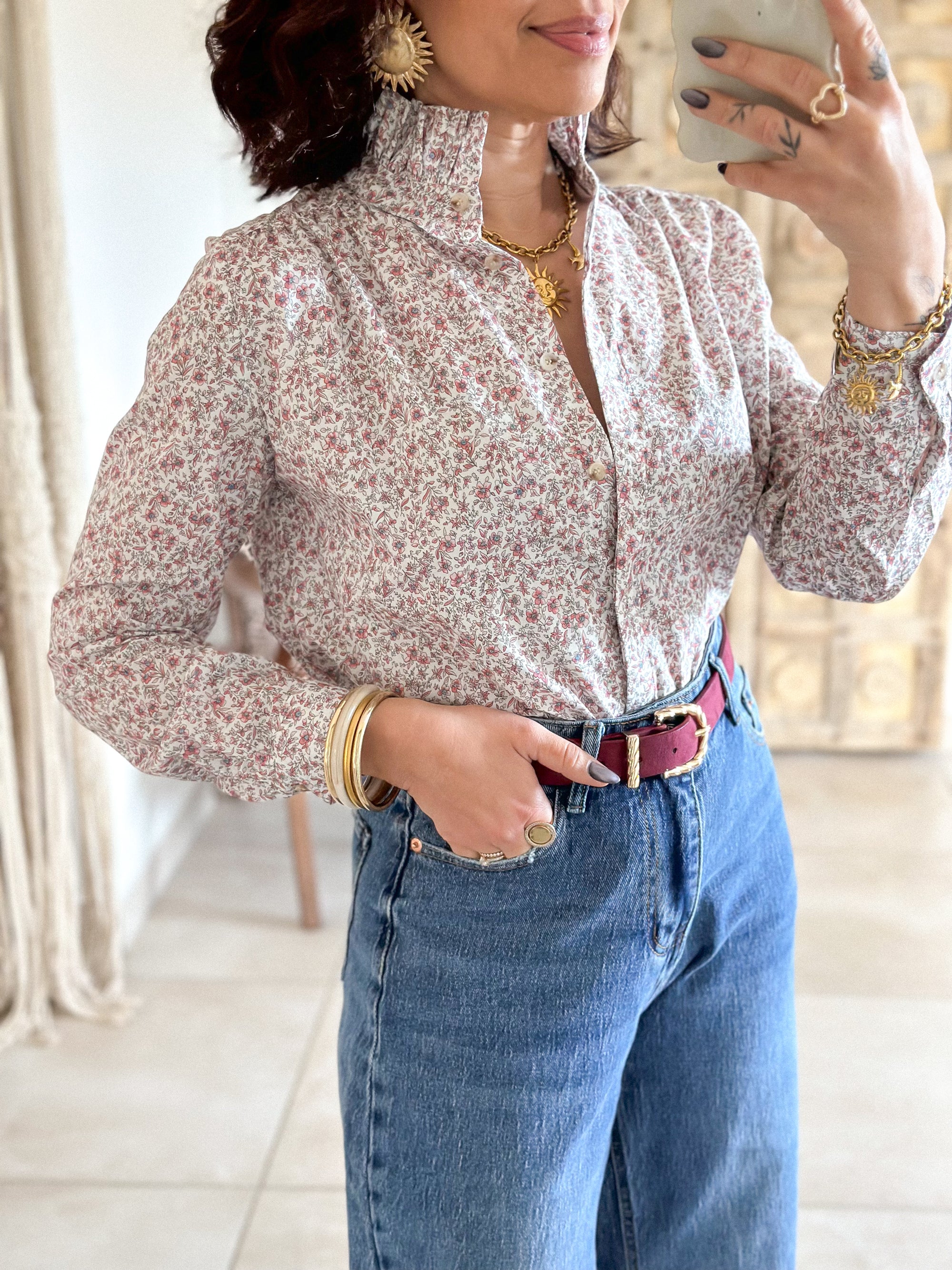 Blouse Libertie - Fleurie col victorien