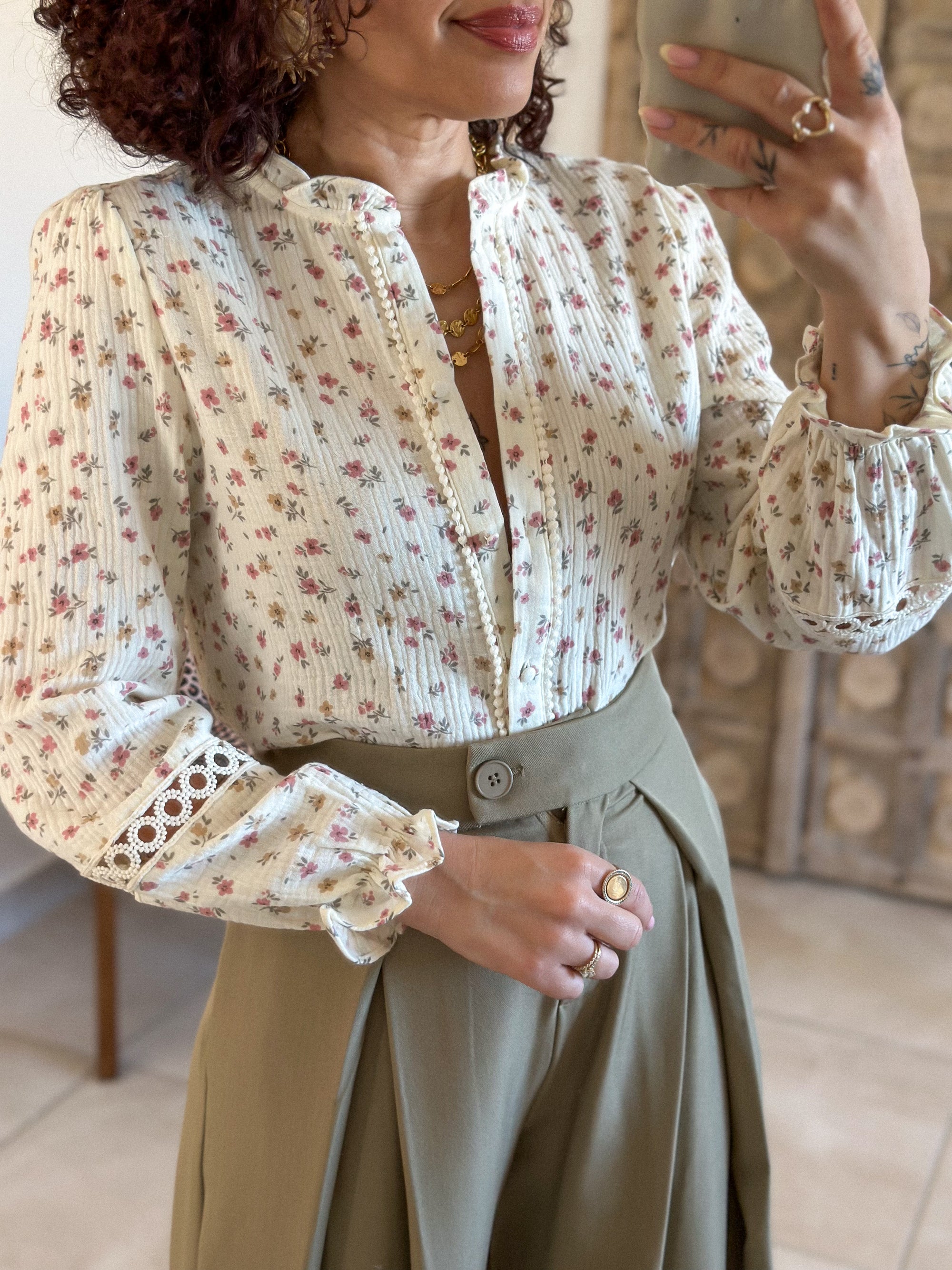 Blouse Cyllie - Gaze de coton fleurie
