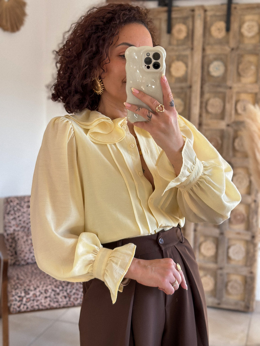 Blouse June - Col volanté jaune clair