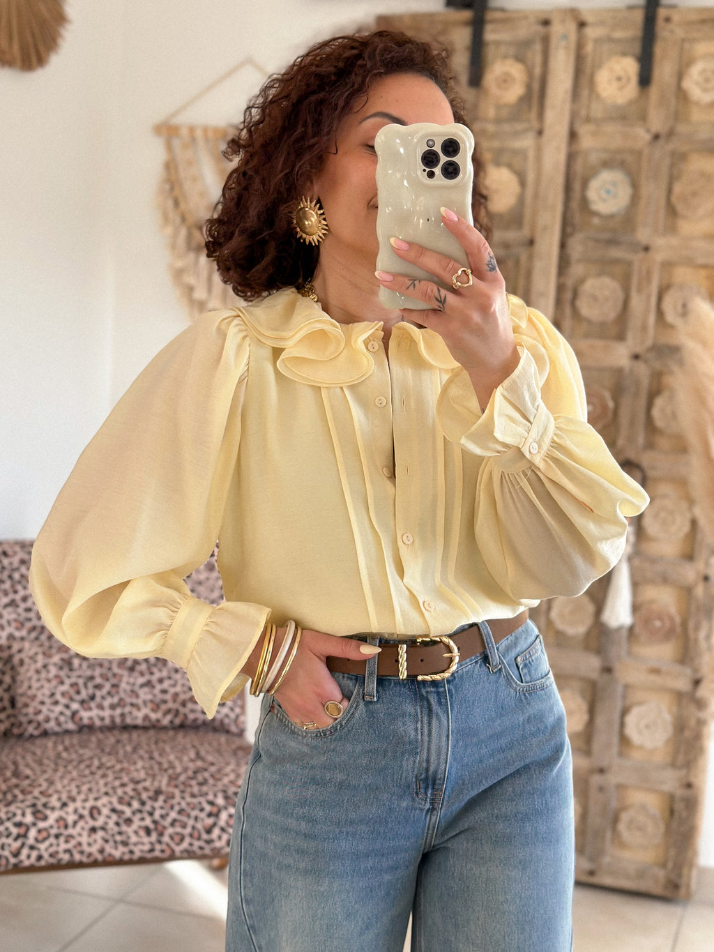 Blouse June - Col volanté jaune clair