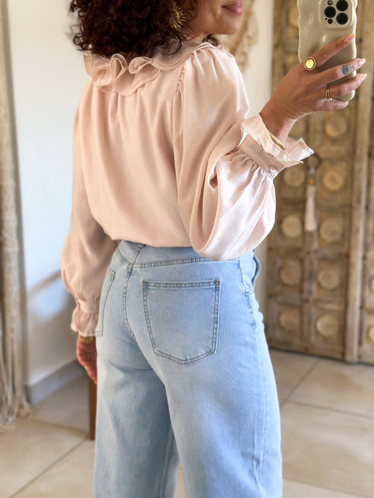 Léna Blouse - Light Pink Ruffled Collar