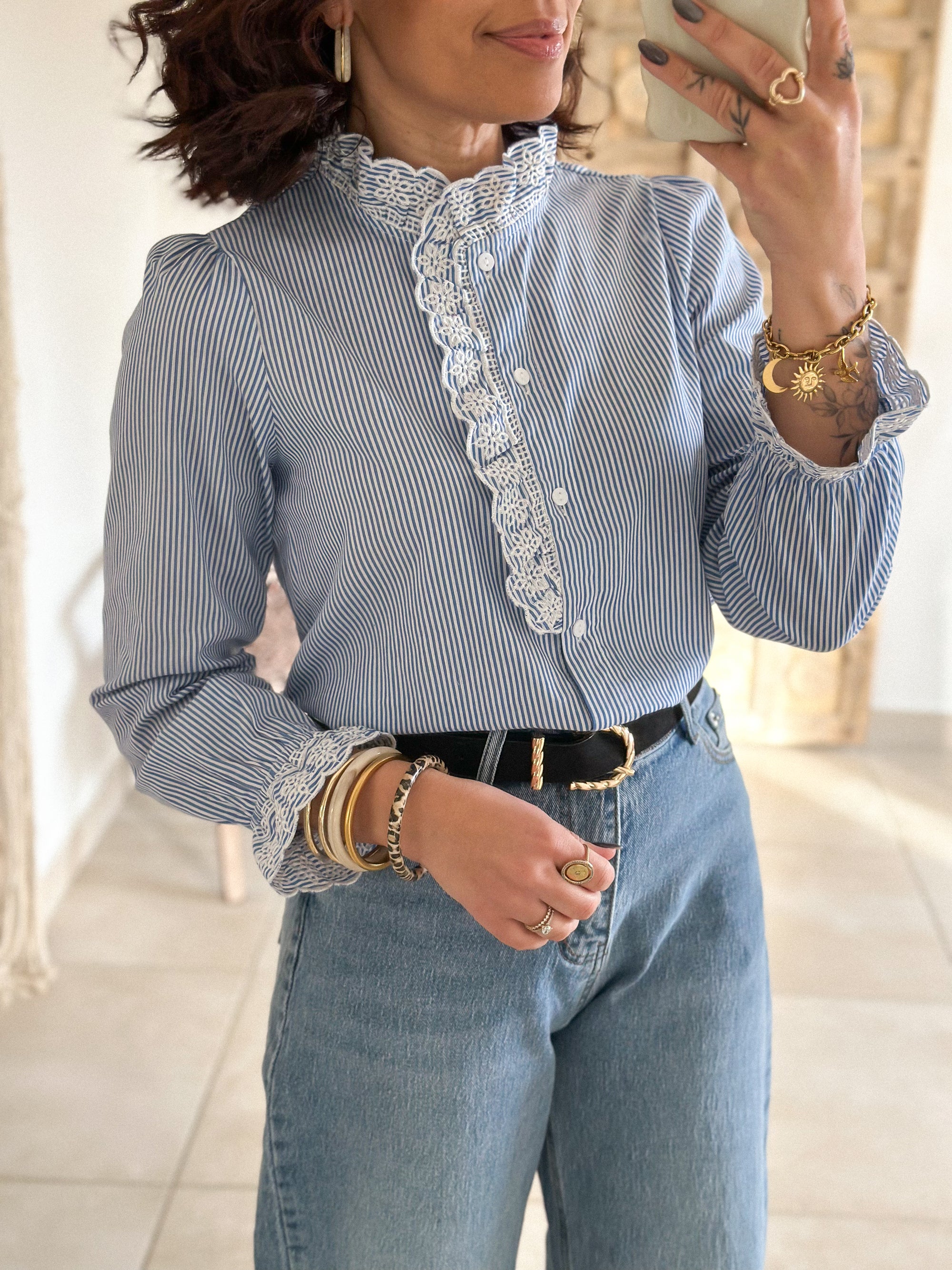Blouse Diane - Rayée bleue