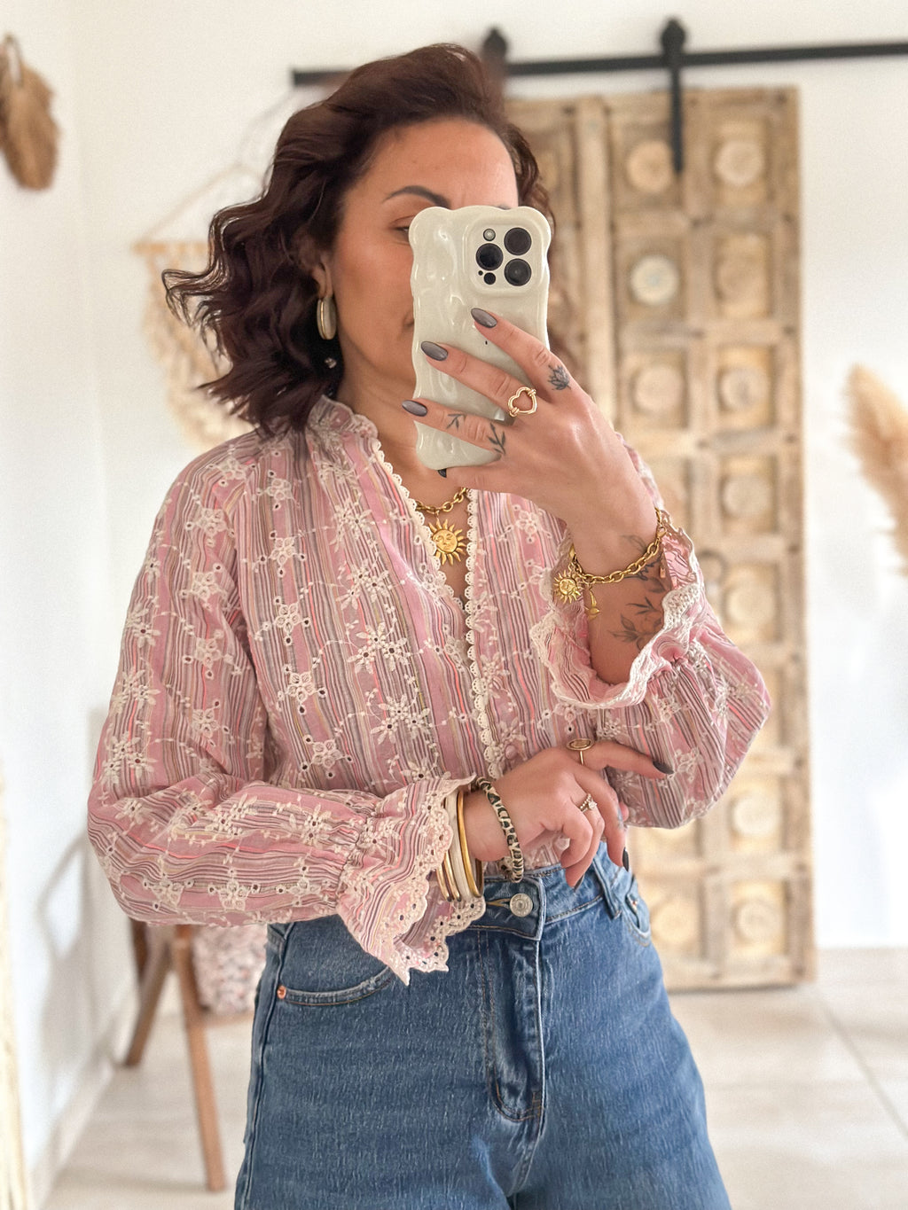 Blouse Sacha - Brodée rose