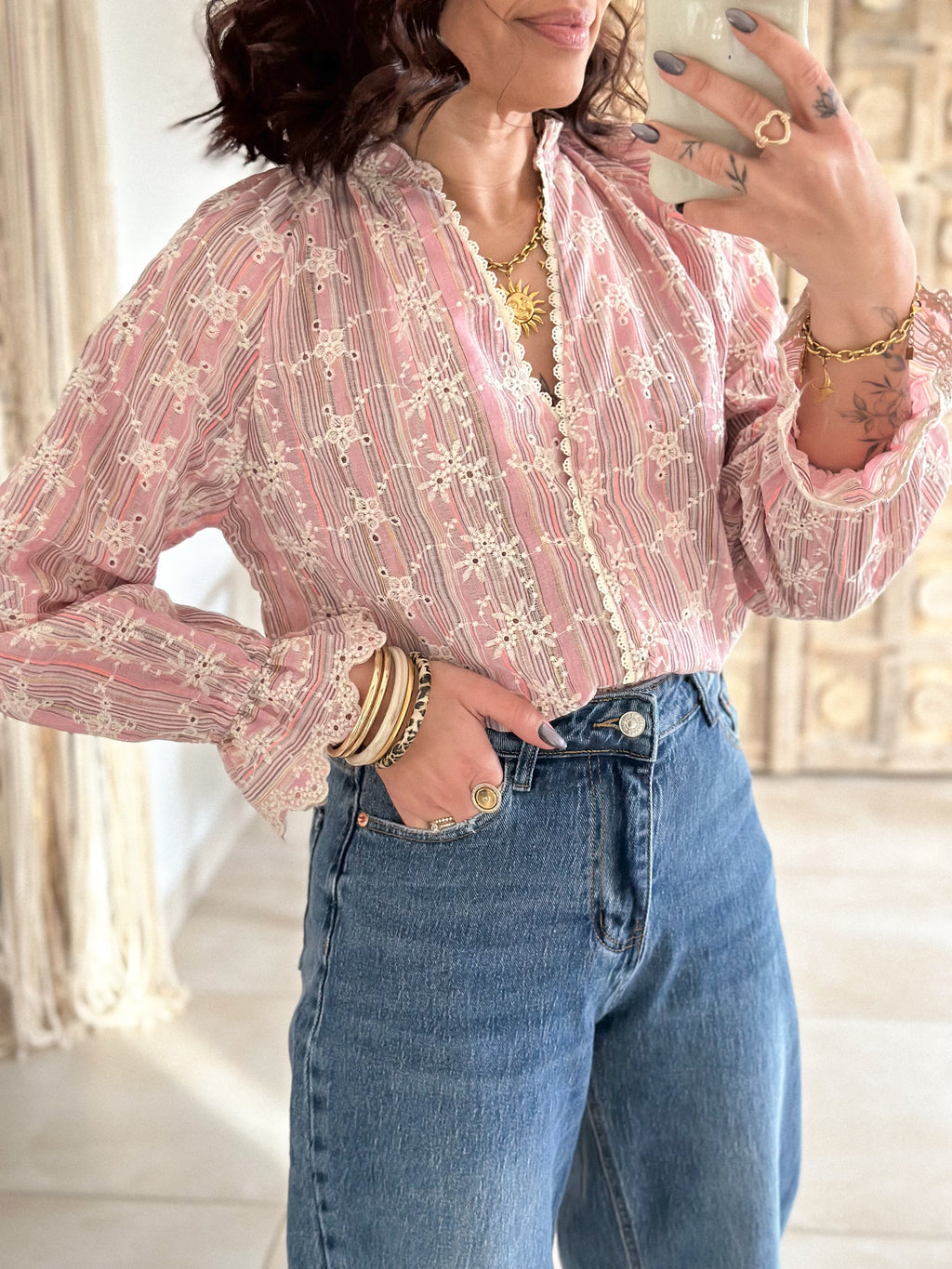 Blouse Sacha - Brodée rose
