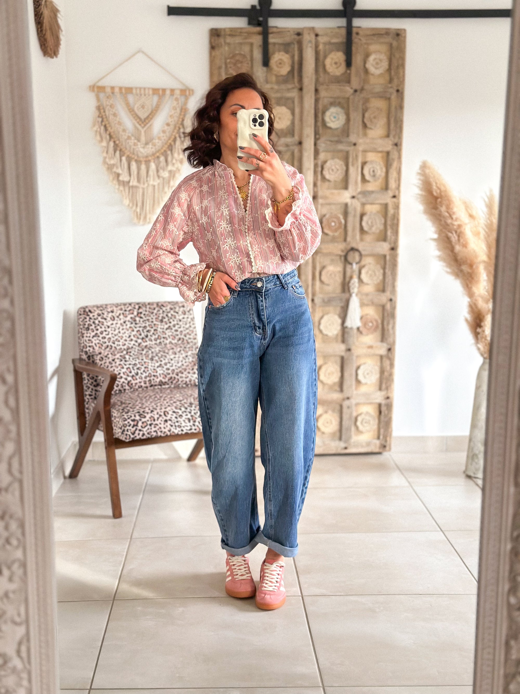 Blouse Sacha - Brodée rose