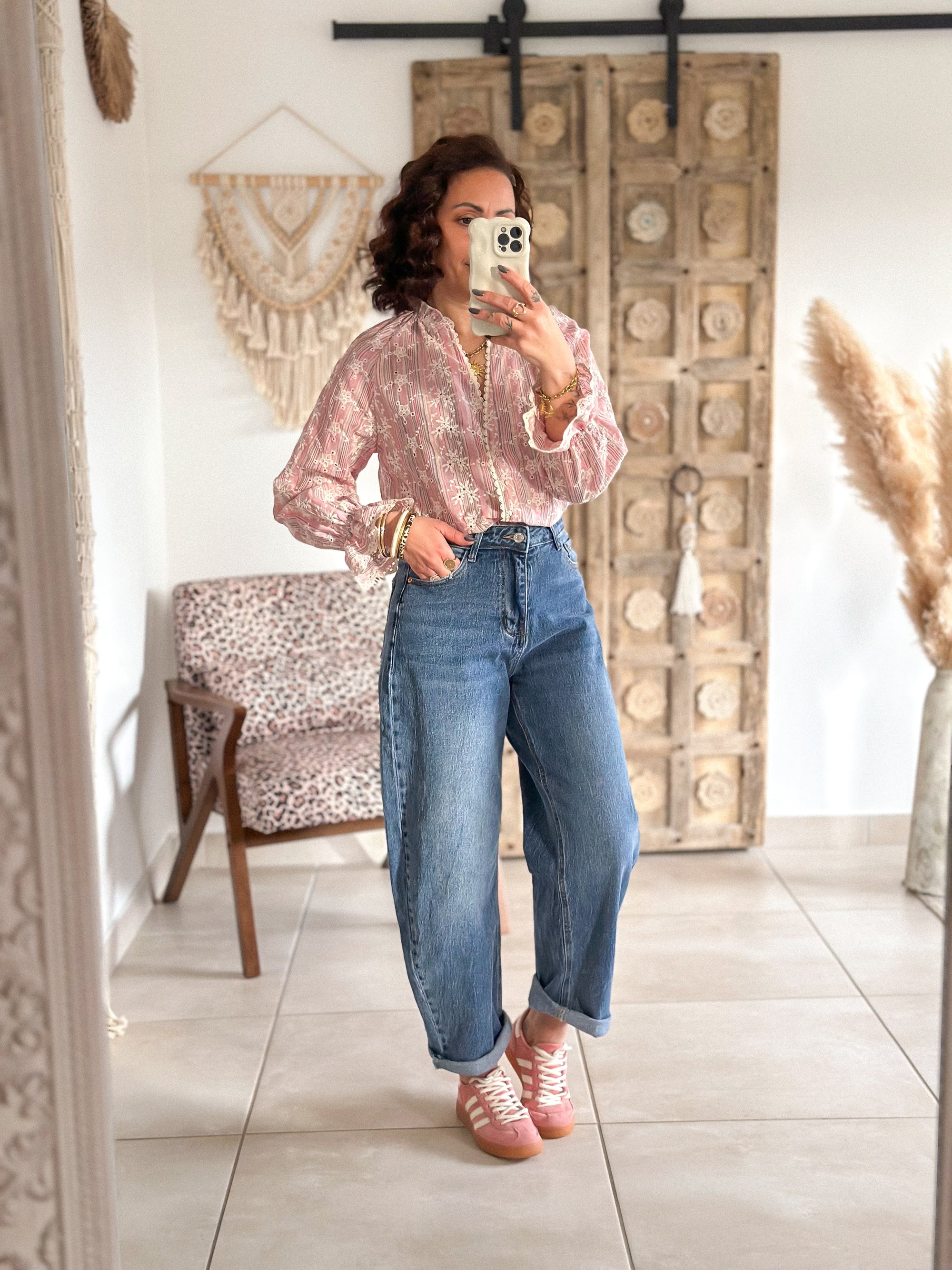 Blouse Sacha - Brodée rose