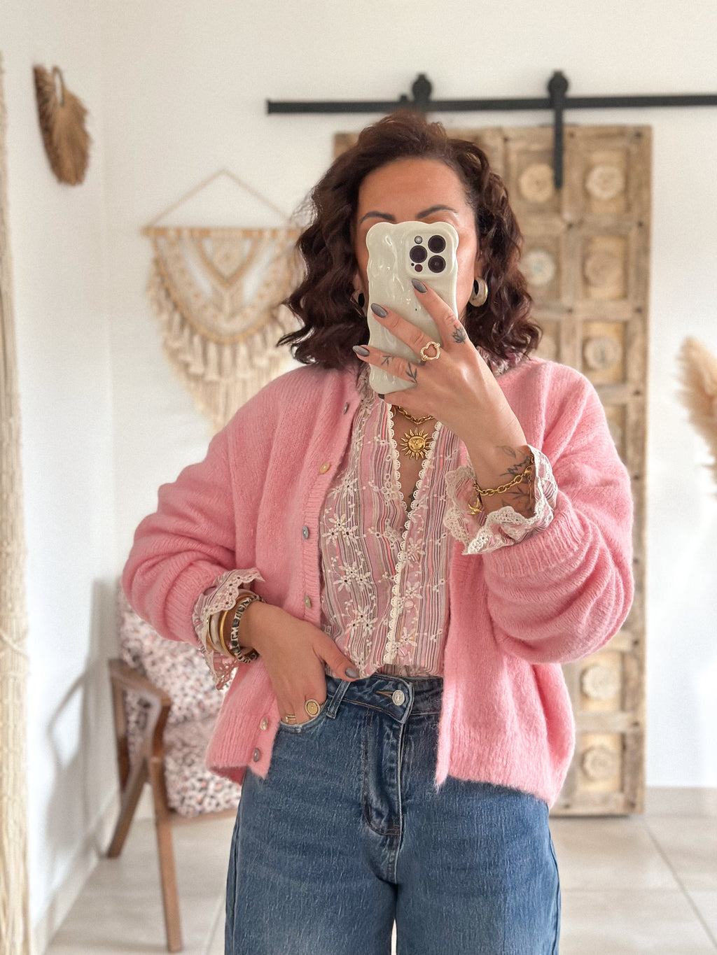 Blouse Sacha - Brodée rose