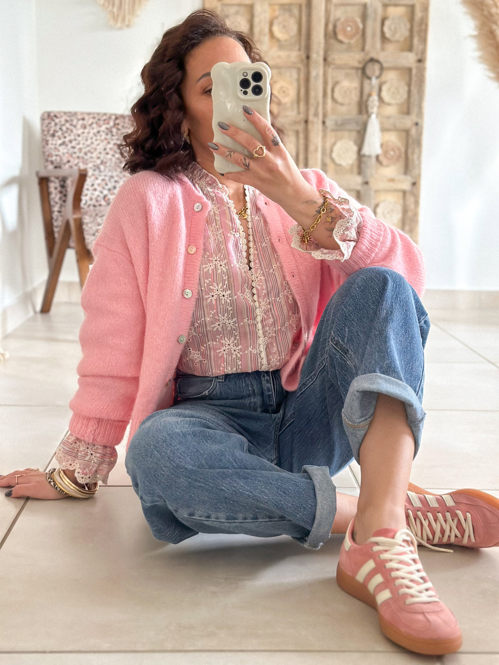 Blouse Sacha - Brodée rose