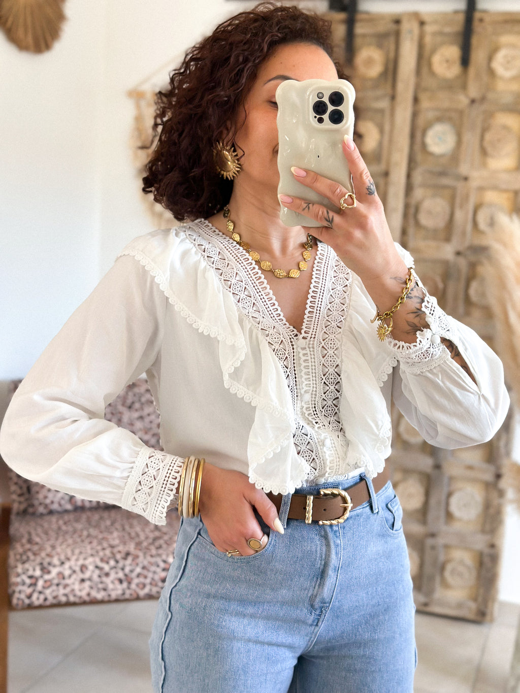 Blouse Tina - Blanche volantée