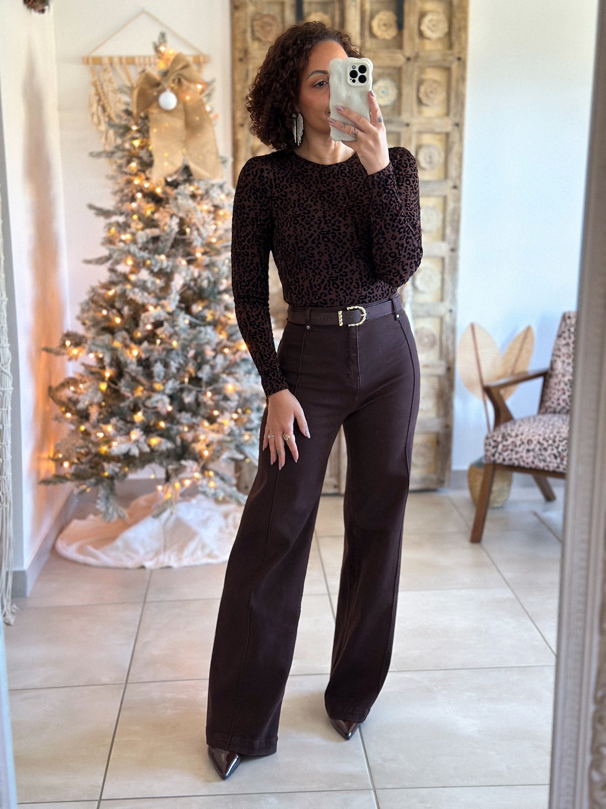 Body Evania - Léopard Velours Marron