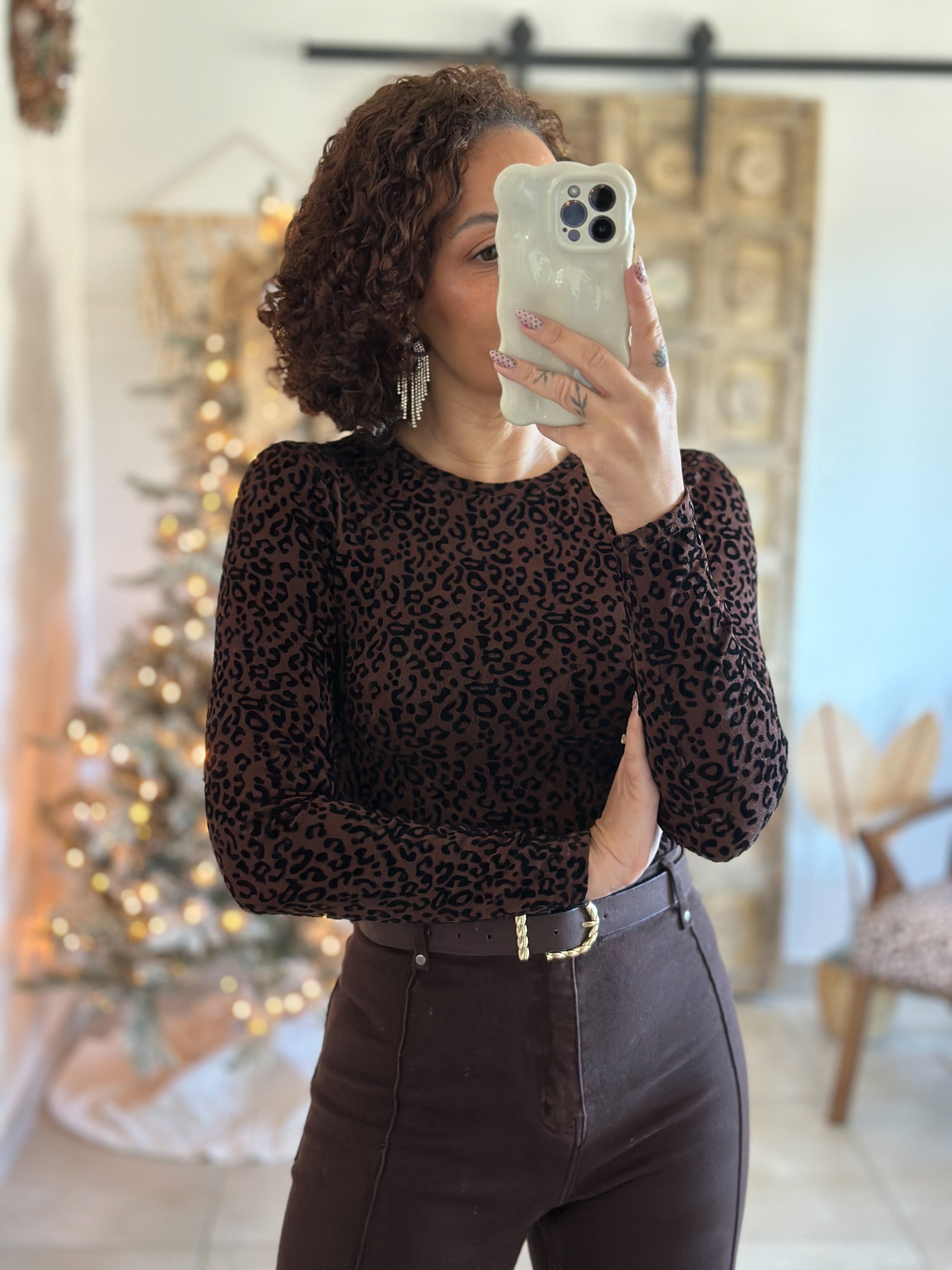 Body Evania - Léopard Velours Marron