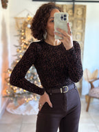 Body Evania - Léopard Velours Marron