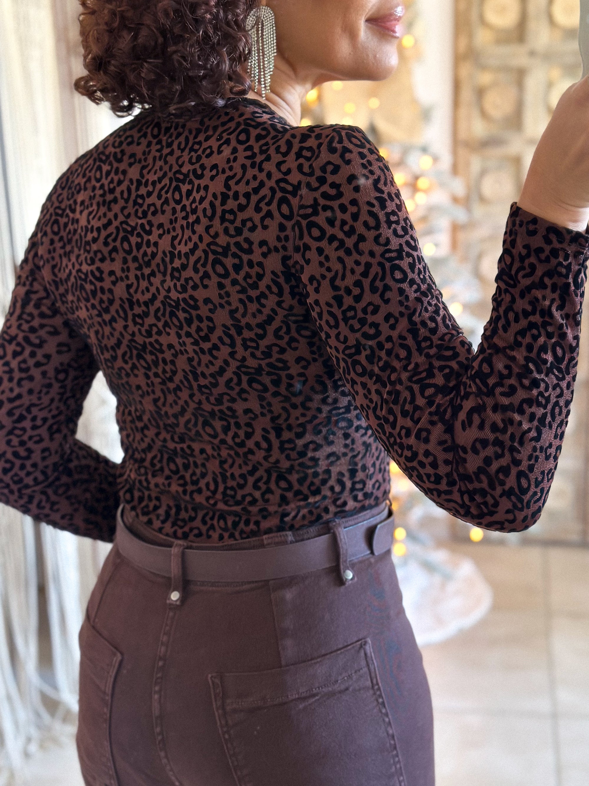 Body Evania - Léopard Velours Marron