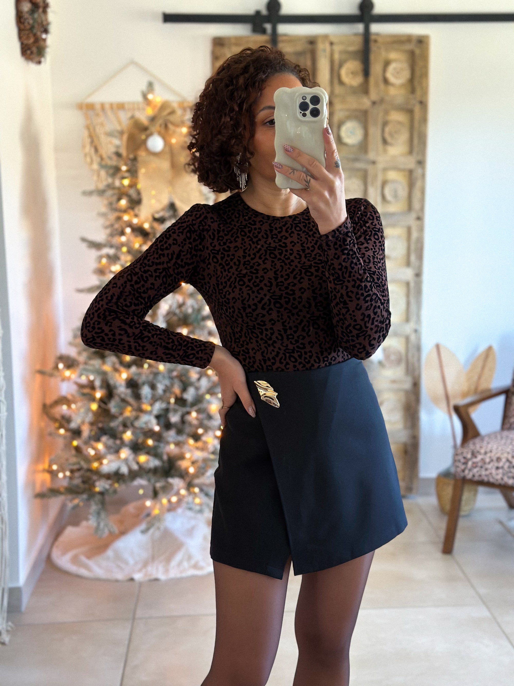 Body Evania - Léopard Velours Marron