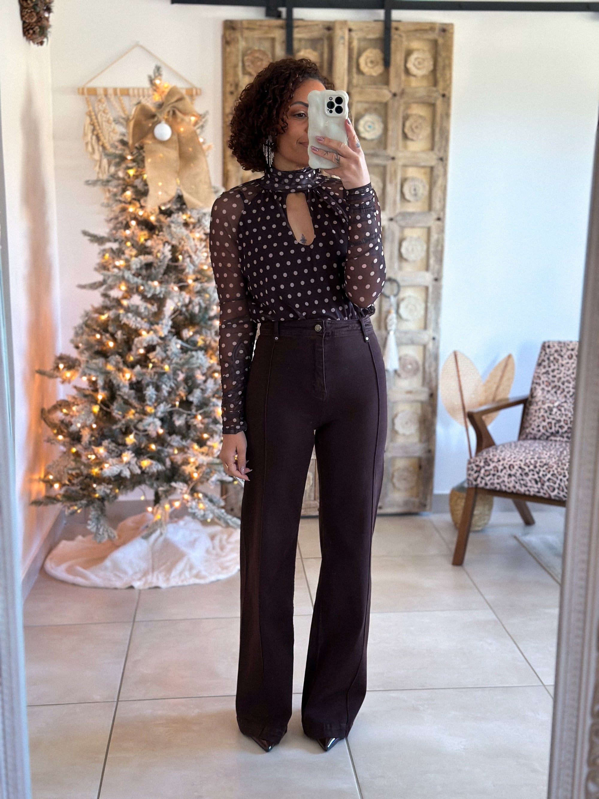 Body Manelle - Marron à pois