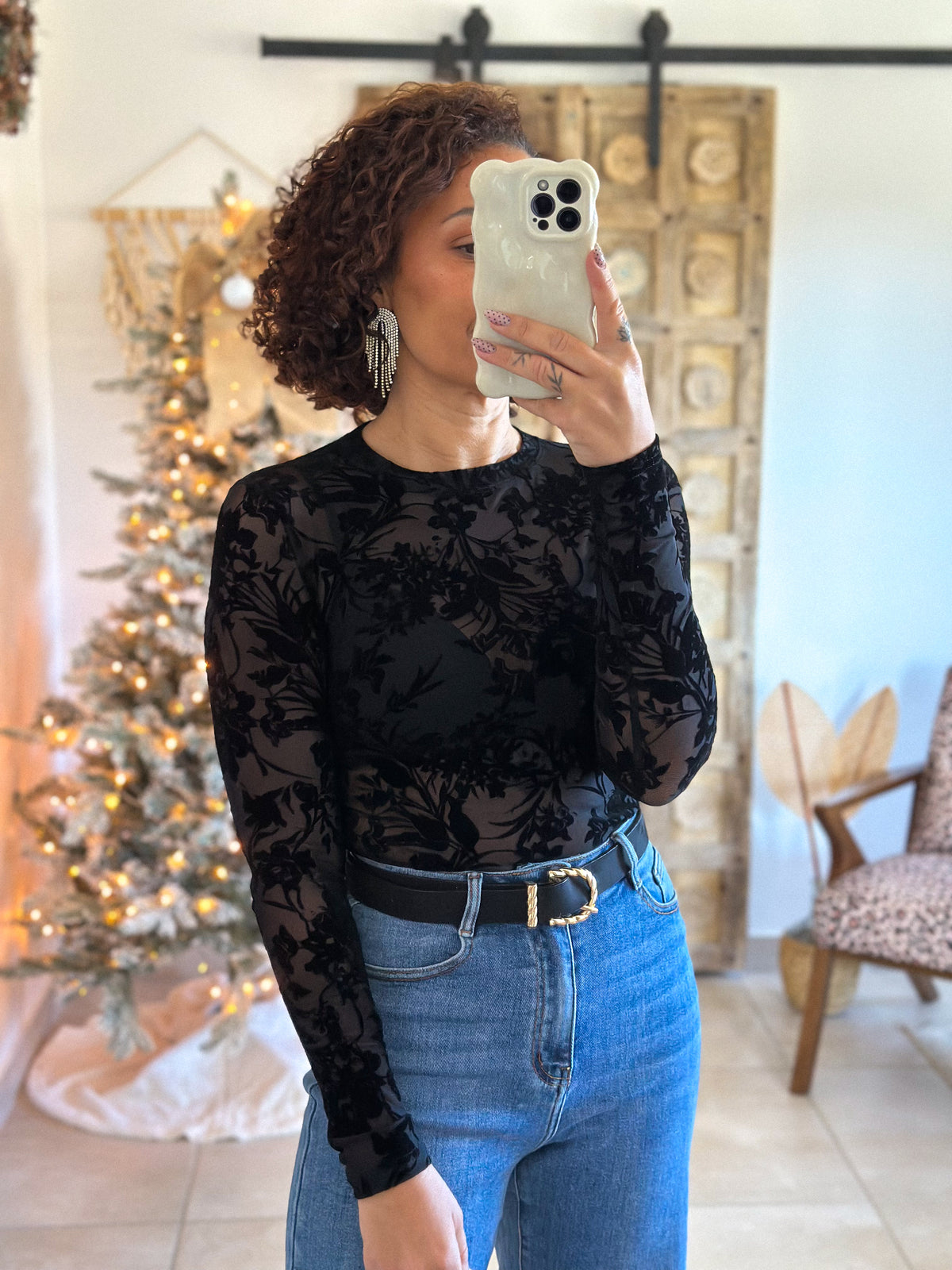 Body Mia - Fleurs Velours Noir
