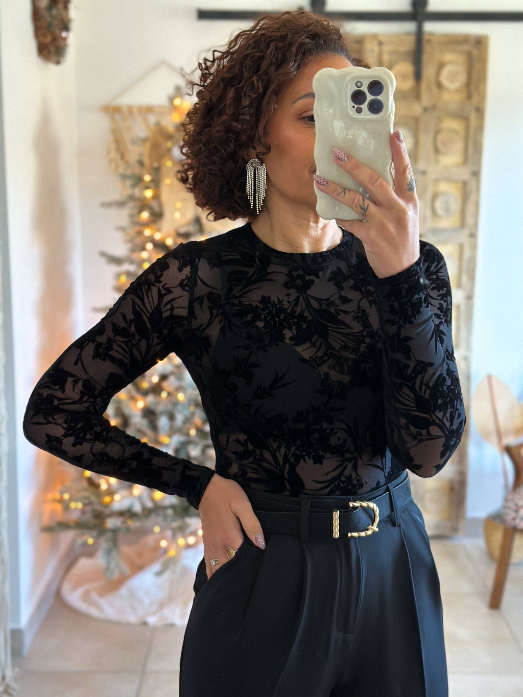 Body Mia - Fleurs Velours Noir