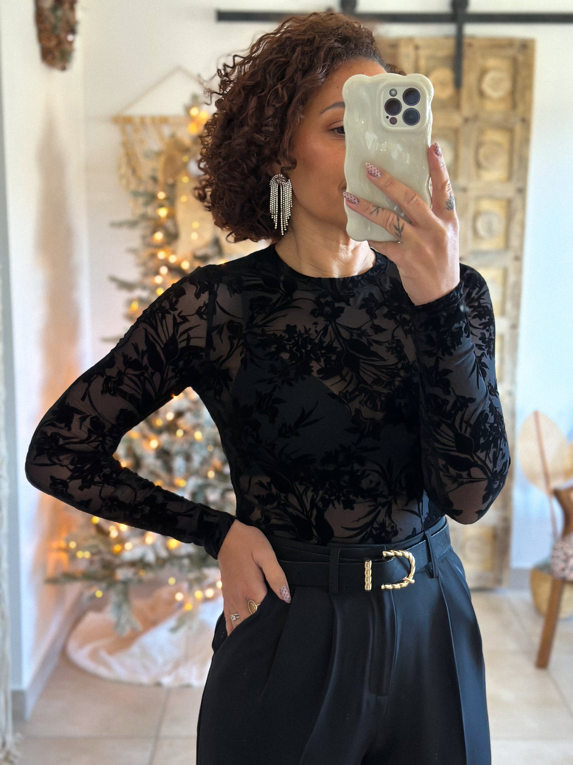 Body Mia - Fleurs Velours Noir