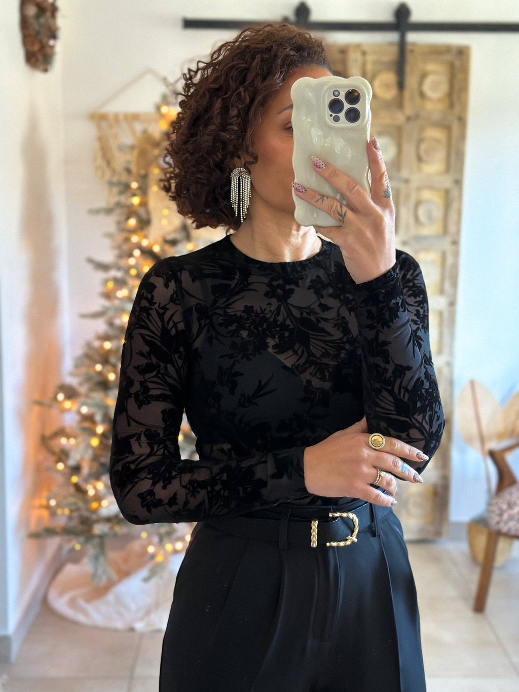 Body Mia - Fleurs Velours Noir