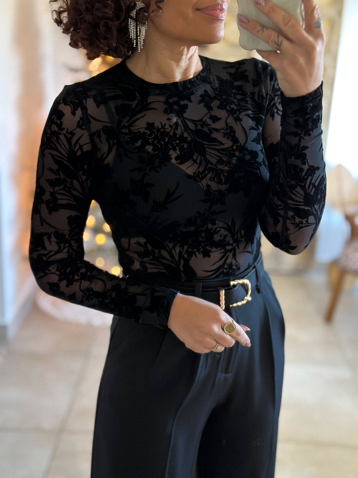 Body Mia - Fleurs Velours Noir