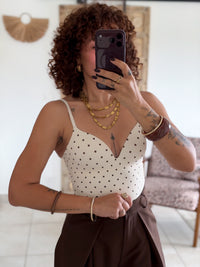 Body Suzanne - Sculptant beige à pois chocolat