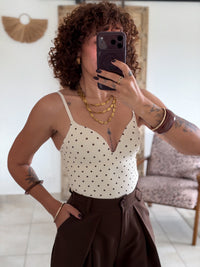Body Suzanne - Sculptant beige à pois chocolat