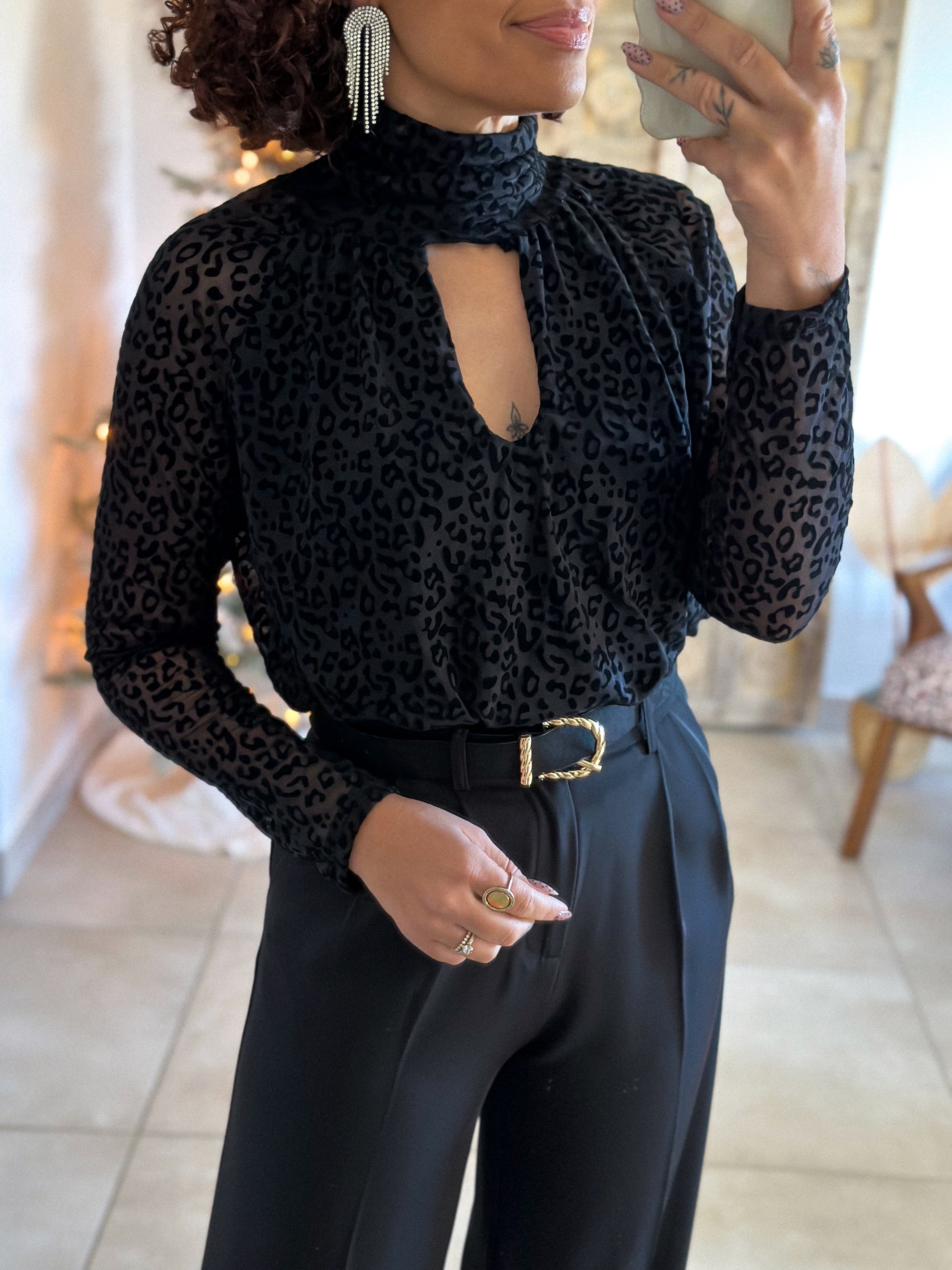 Body Tala - Noir Léopard Velours