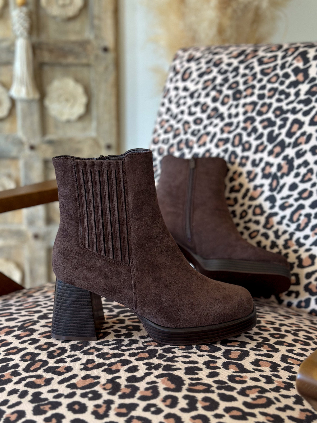 Bottines Nour - Suédine marron