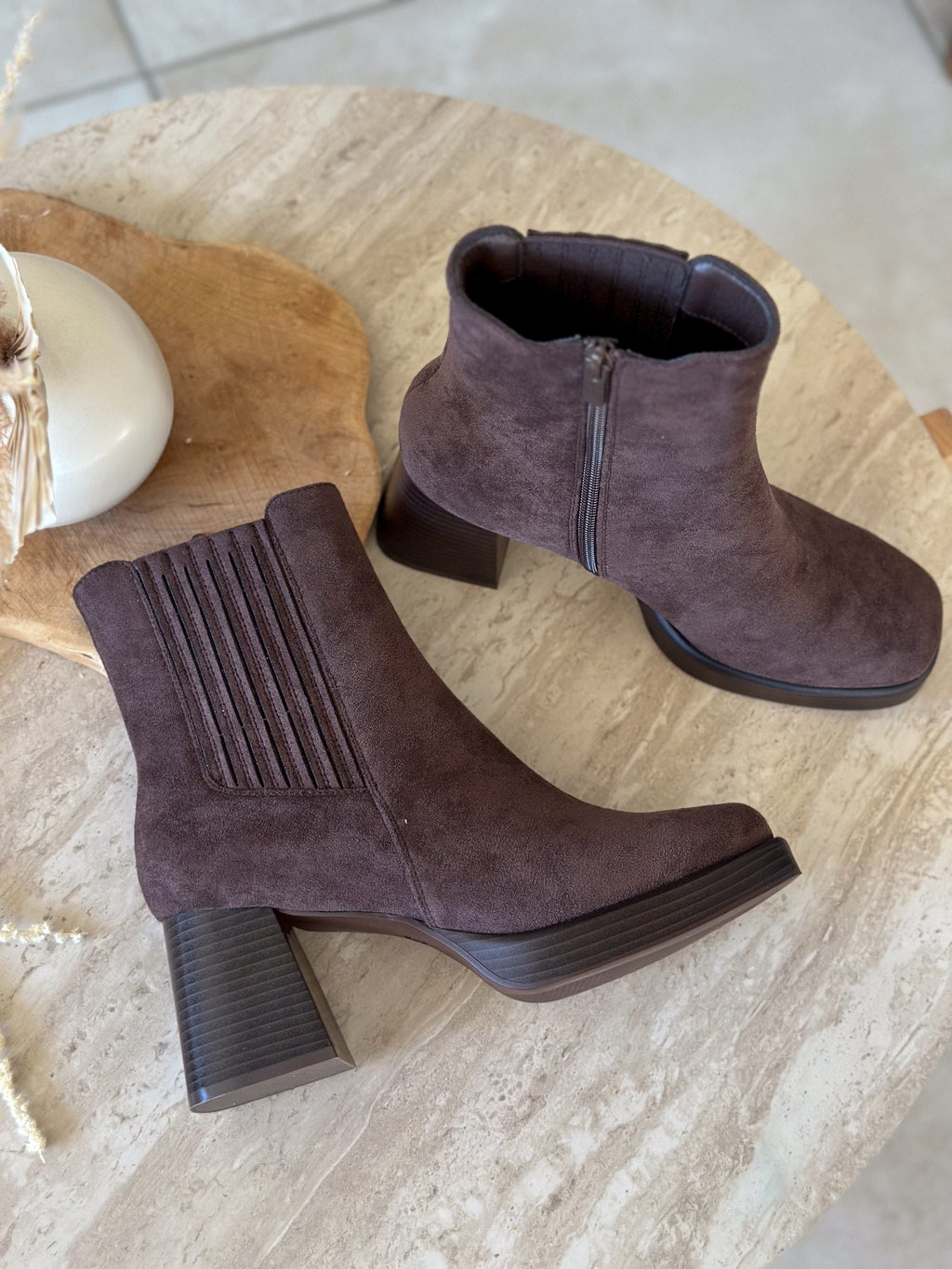 Bottines Nour - Suédine marron
