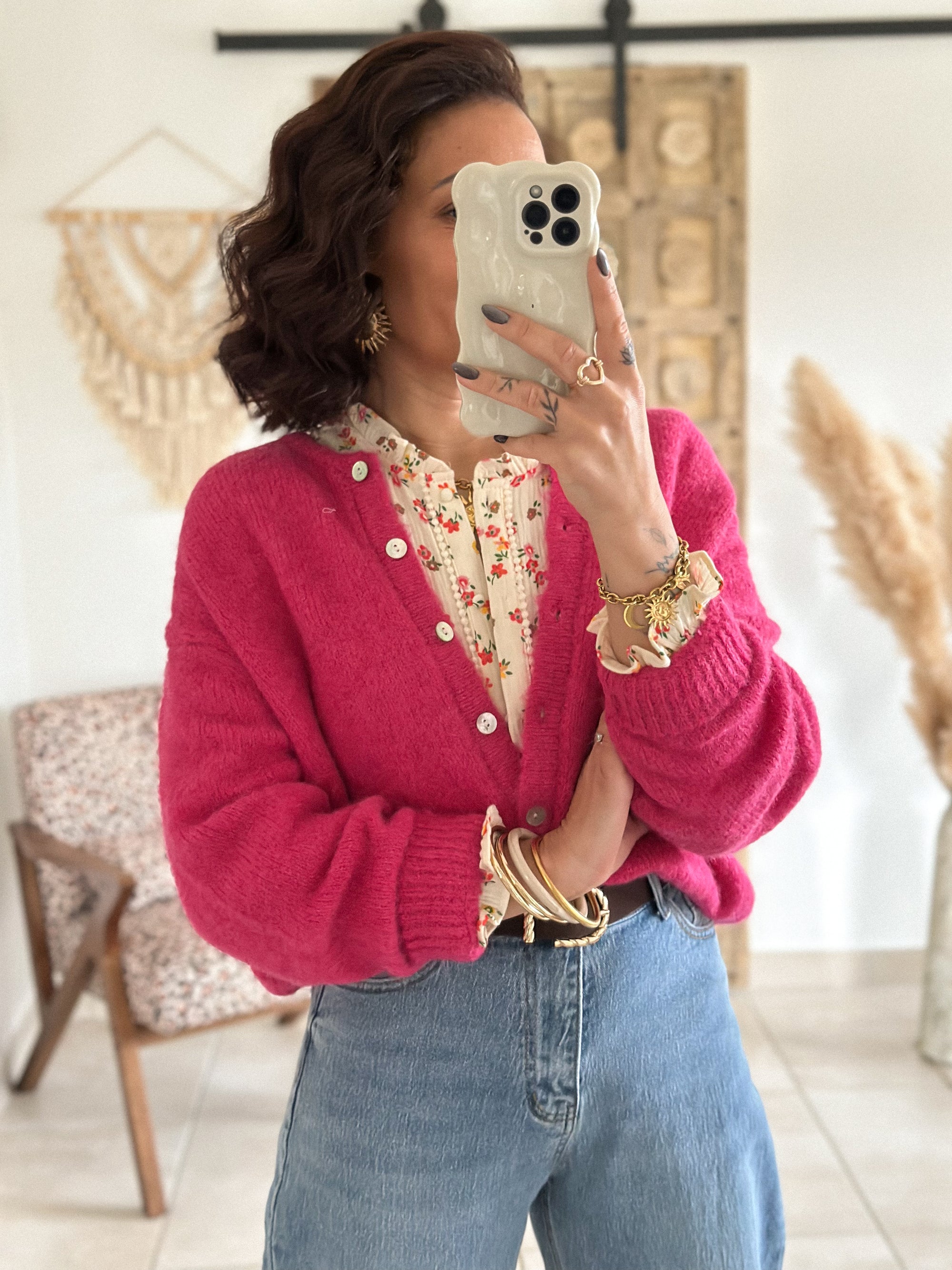 Cardigan Louisa - Fuschia