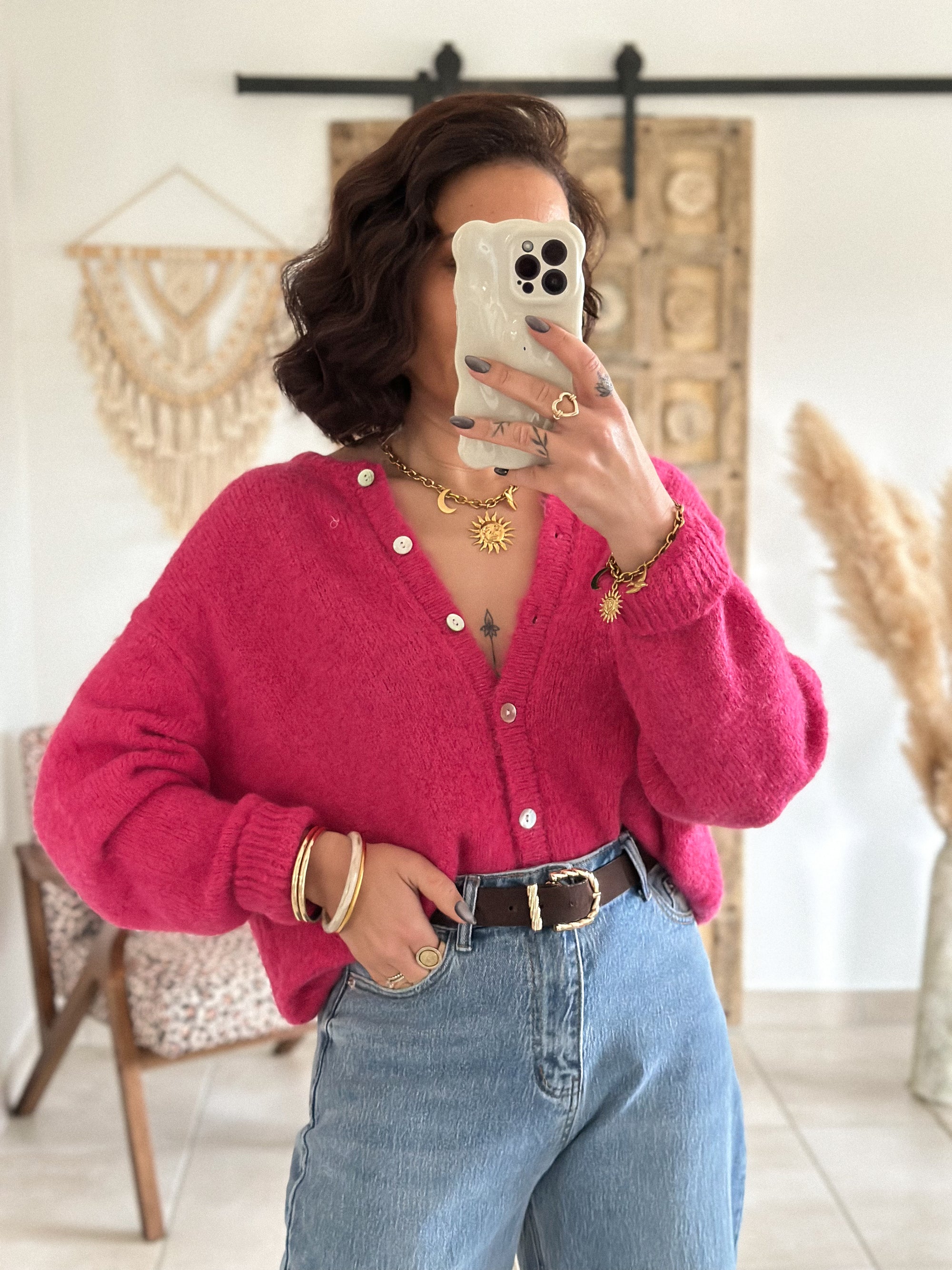 Cardigan Louisa - Fuschia