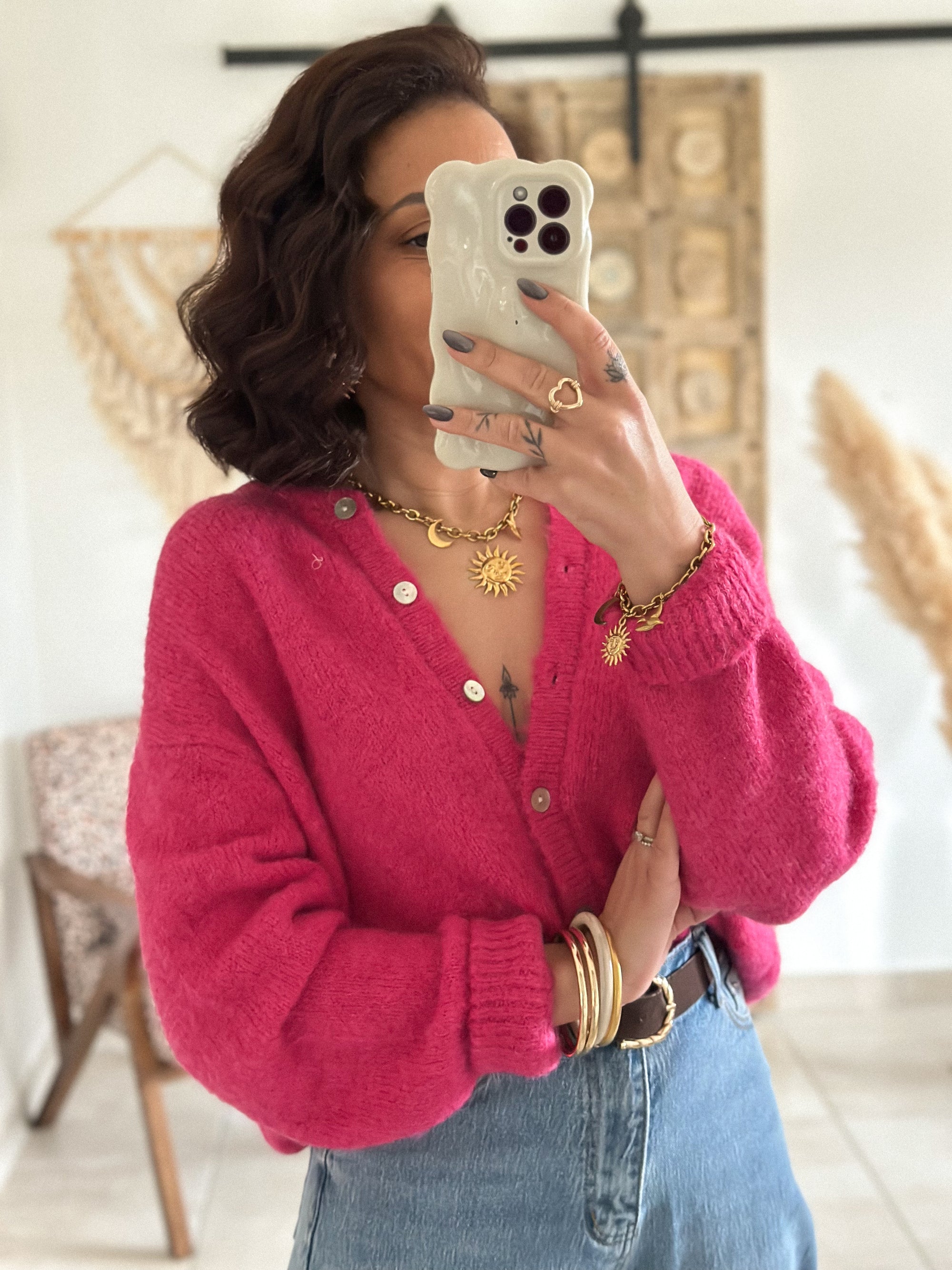 Cardigan Louisa - Fuschia