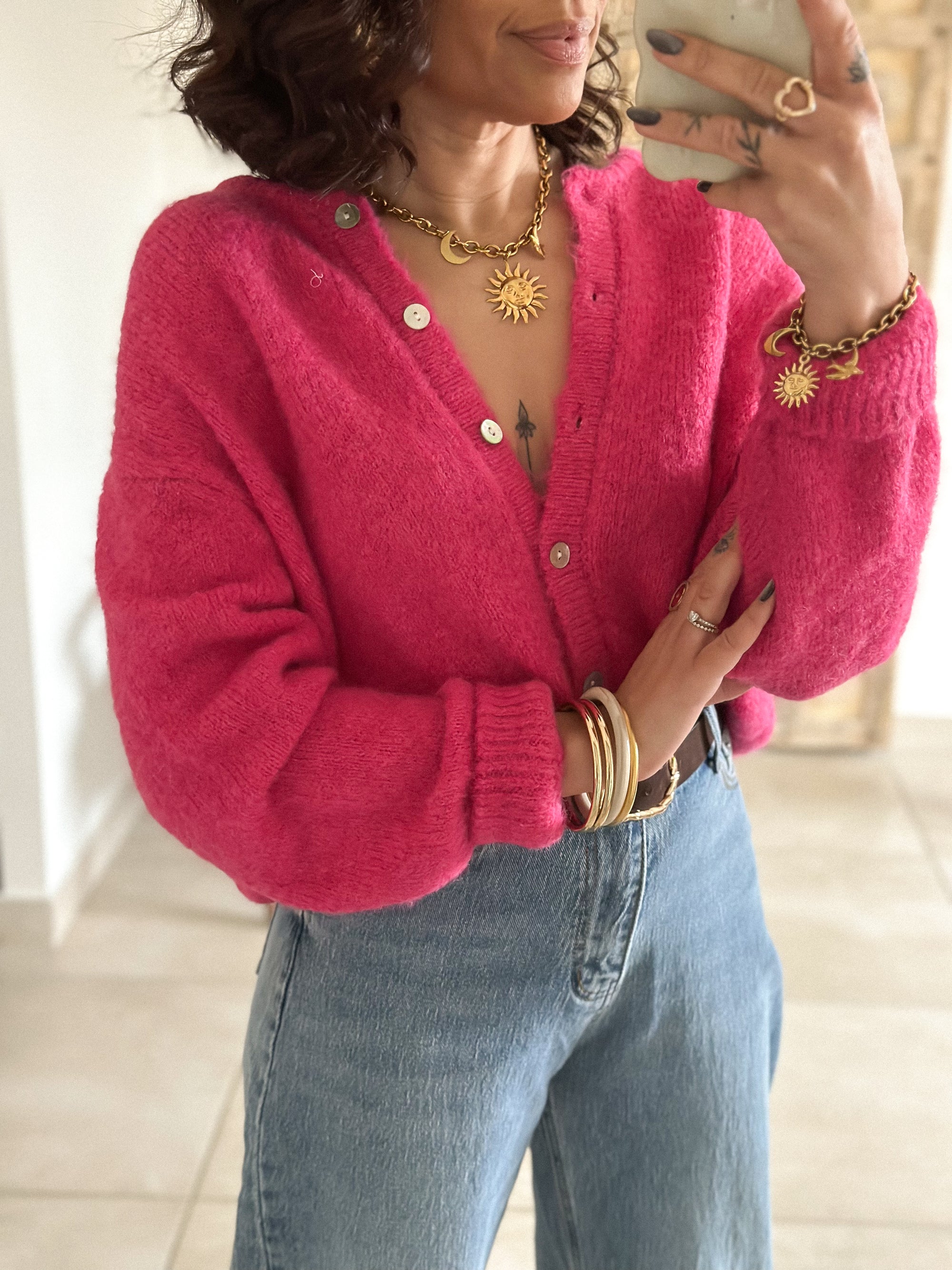 Cardigan Louisa - Fuschia