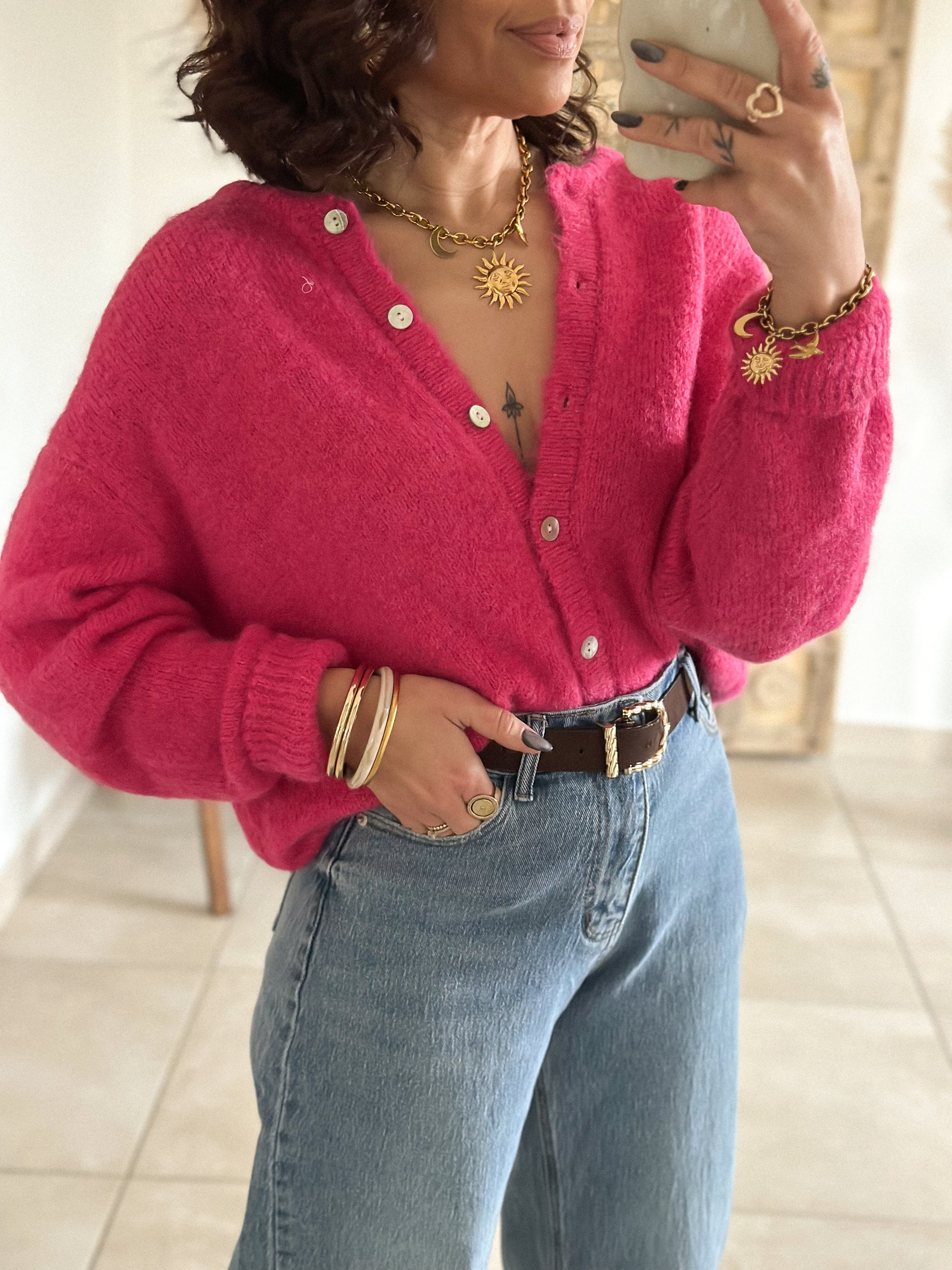 Cardigan Louisa - Fuschia