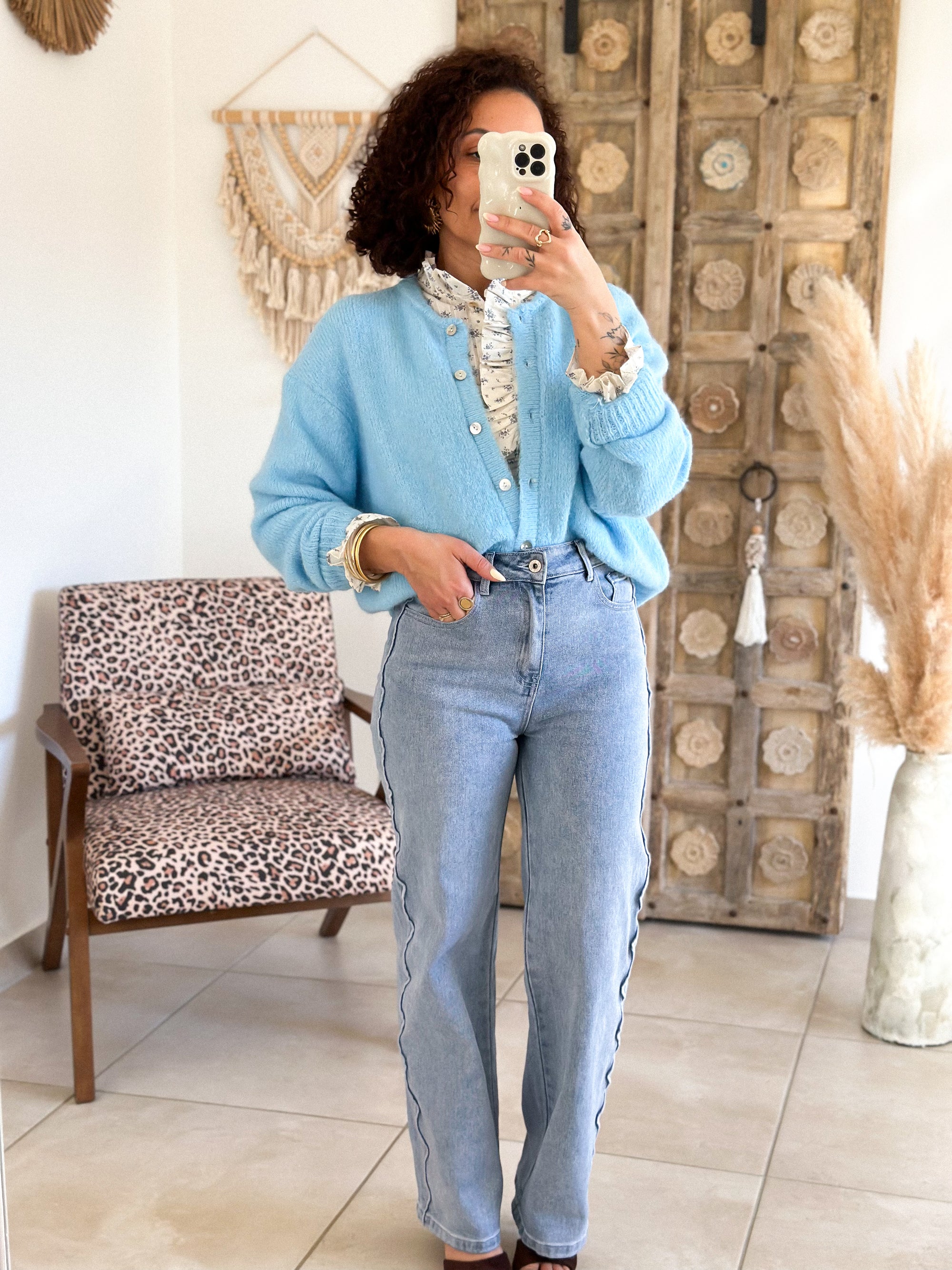 Cardigan Louisa - Bleu glacier