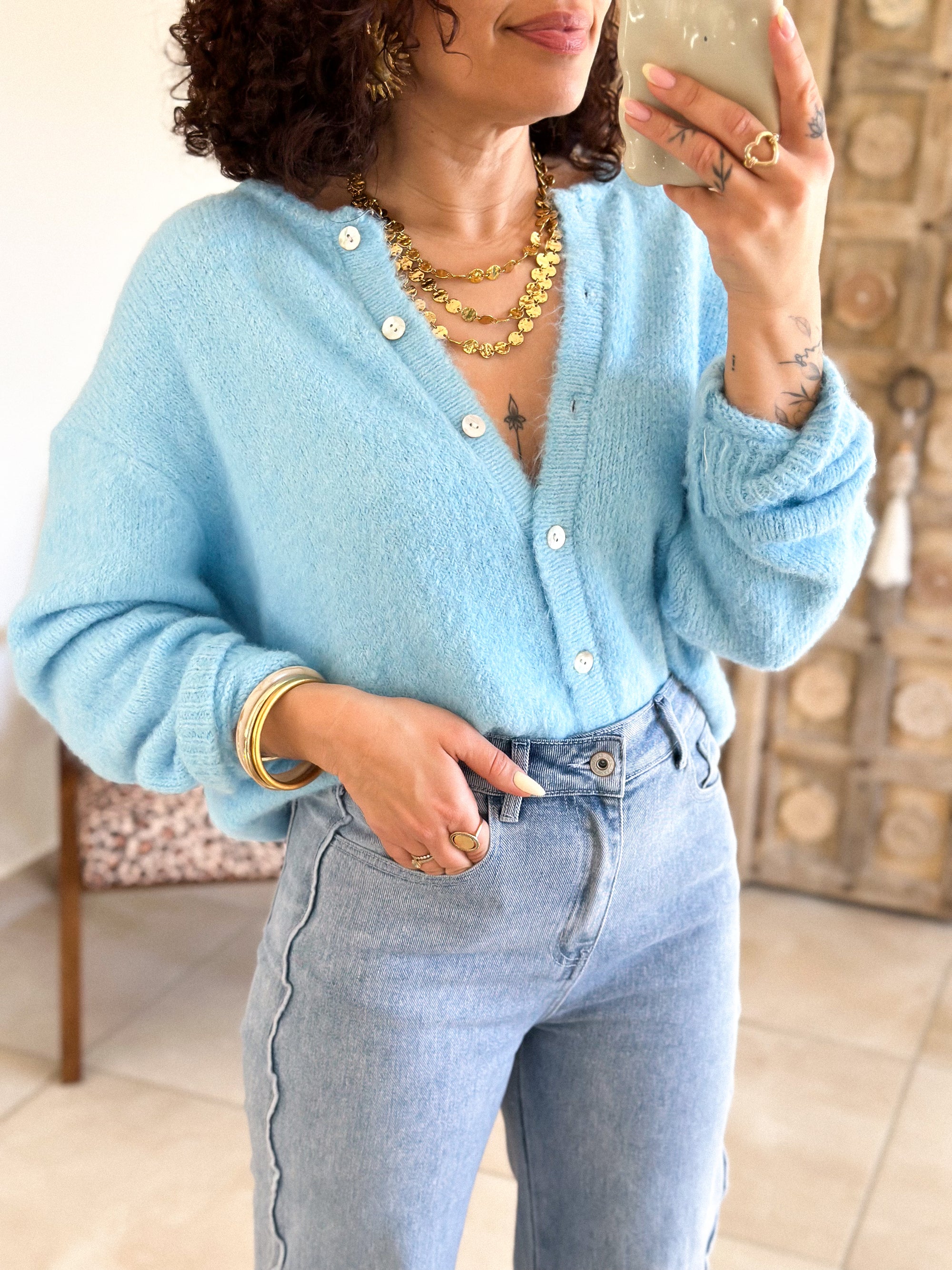 Cardigan Louisa - Bleu glacier