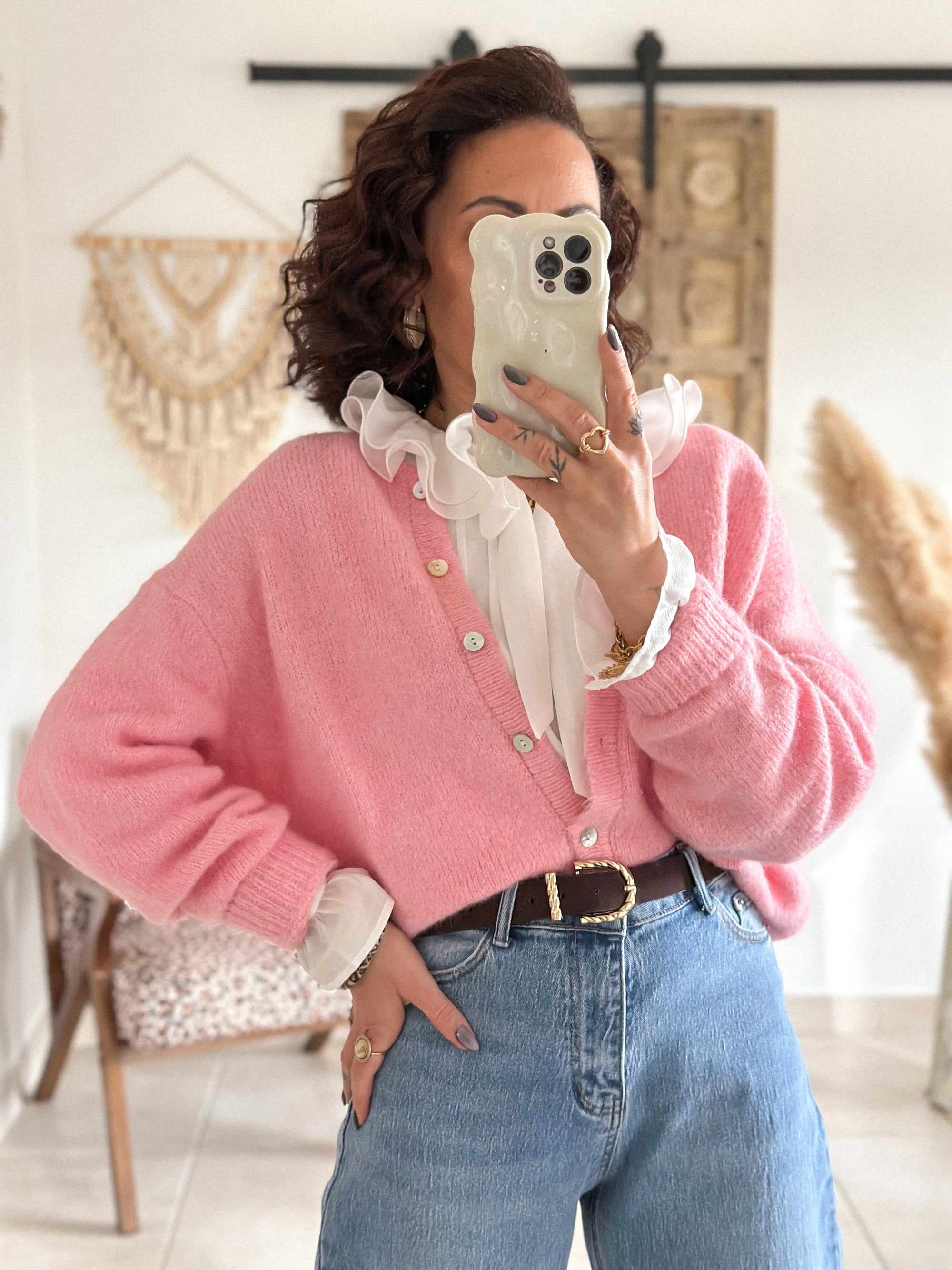 Cardigan Louisa - Rose bonbon
