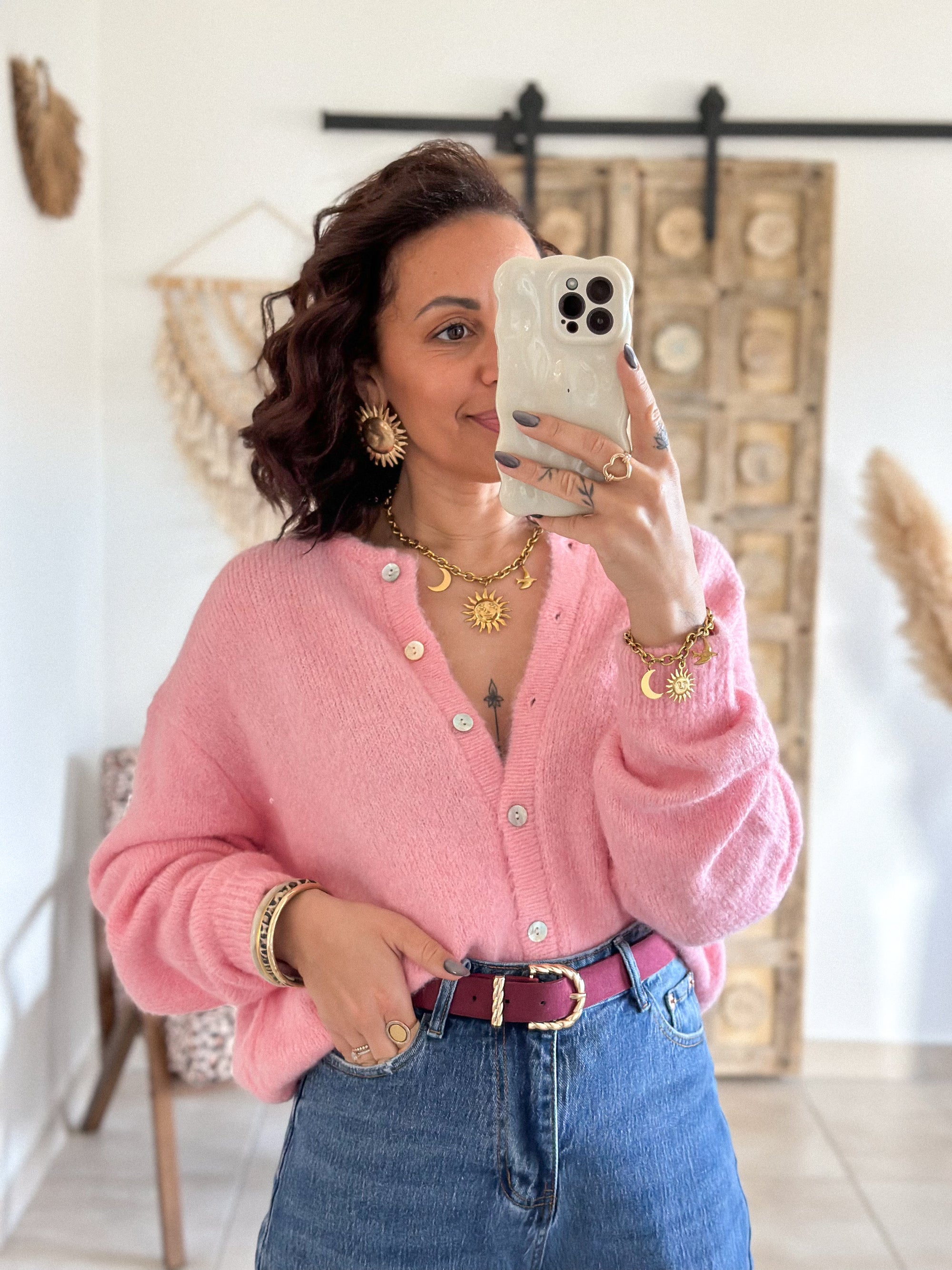 Cardigan Louisa - Rose bonbon