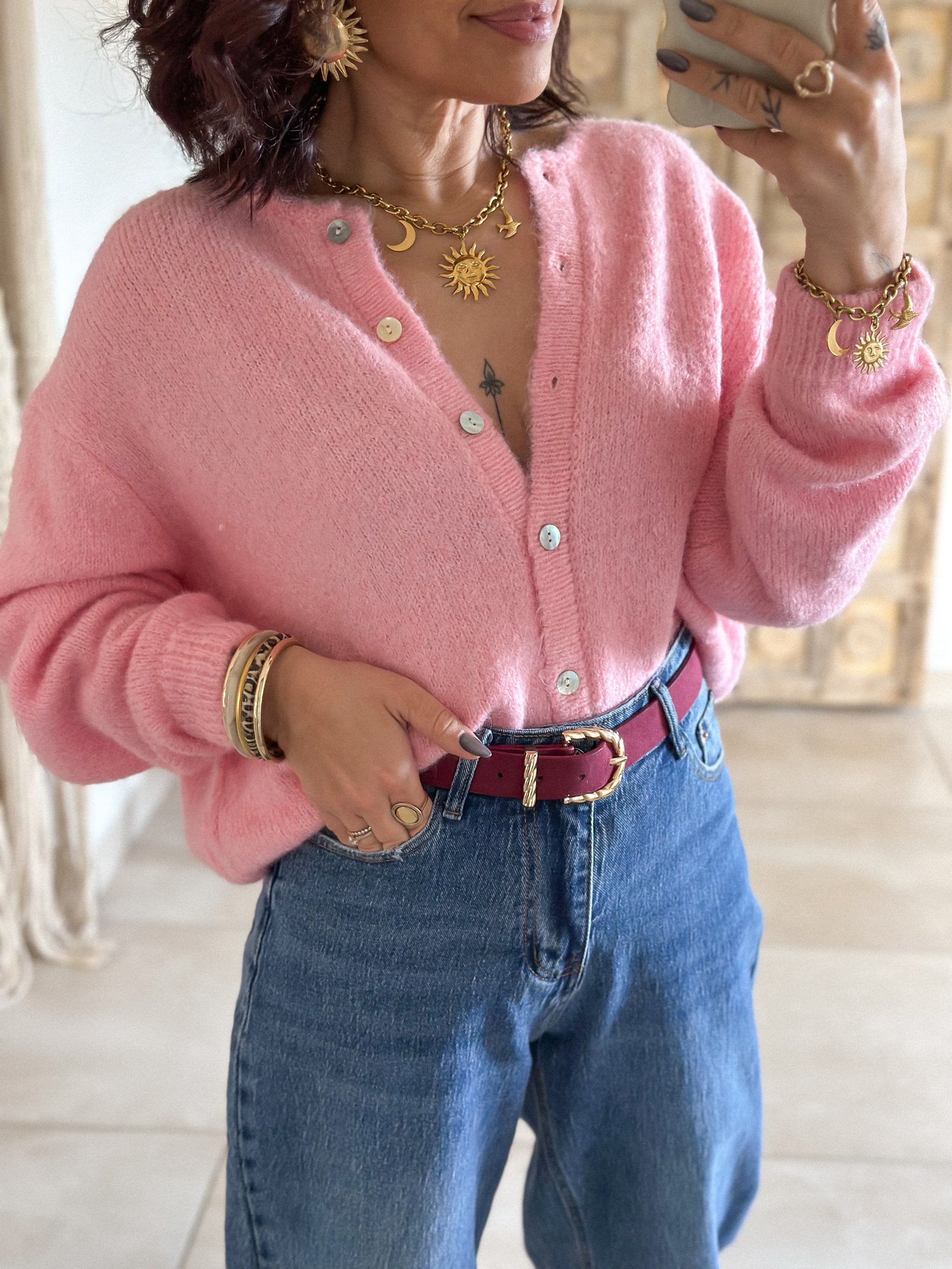 Cardigan Louisa - Rose bonbon