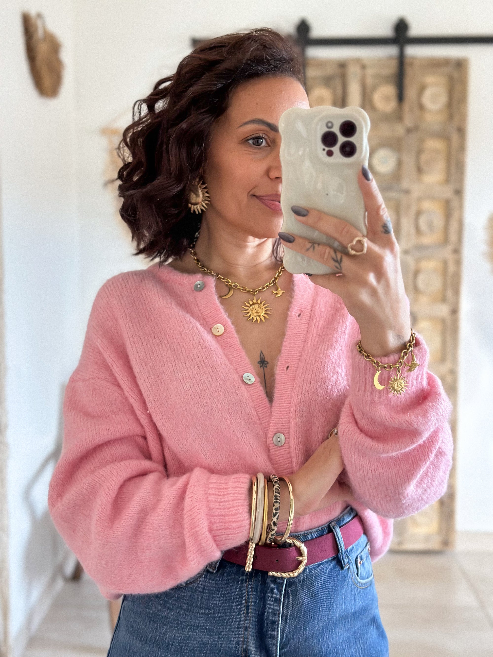 Cardigan Louisa - Rose bonbon