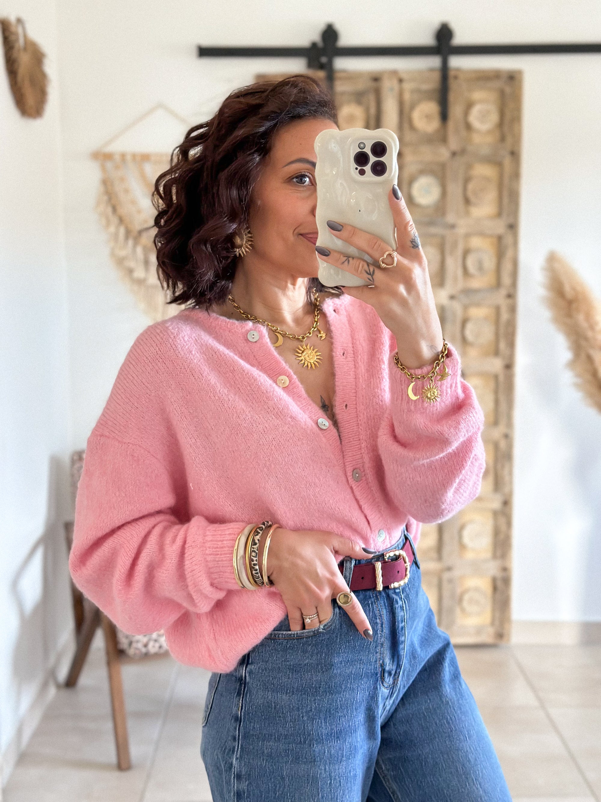 Cardigan Louisa - Rose bonbon