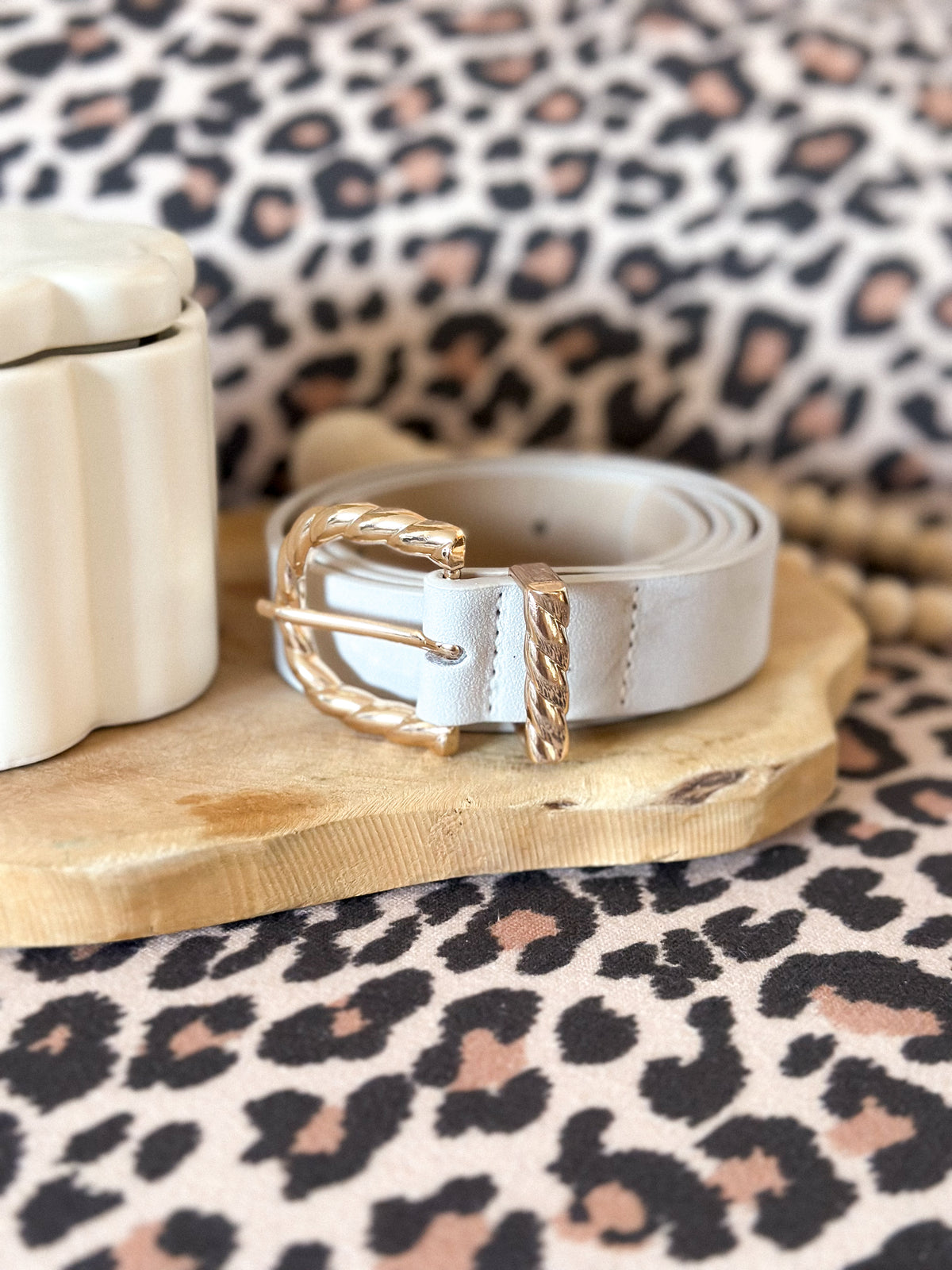 Nora Belt - greyish ecru suede