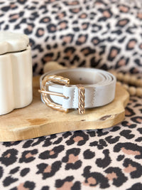 Nora Belt - greyish ecru suede