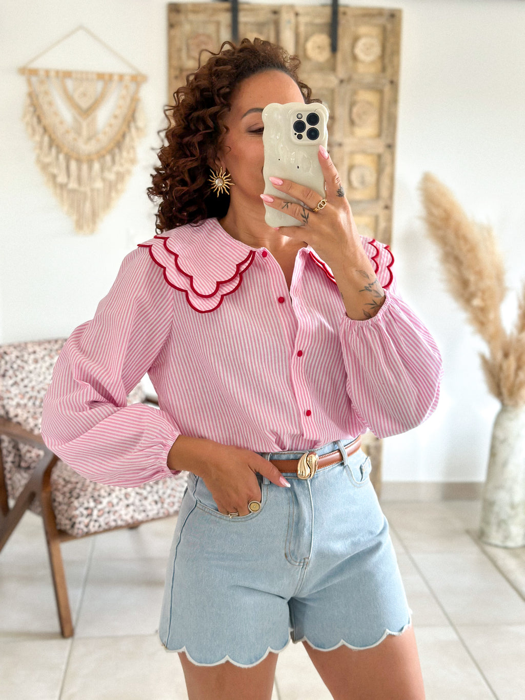 Chemise Anne - Rayée rose