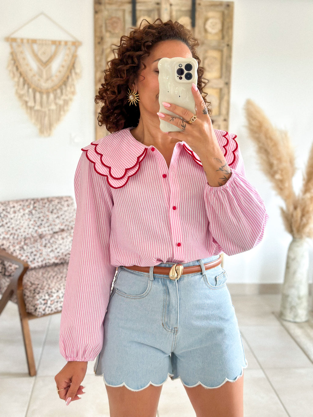 Chemise Anne - Rayée rose
