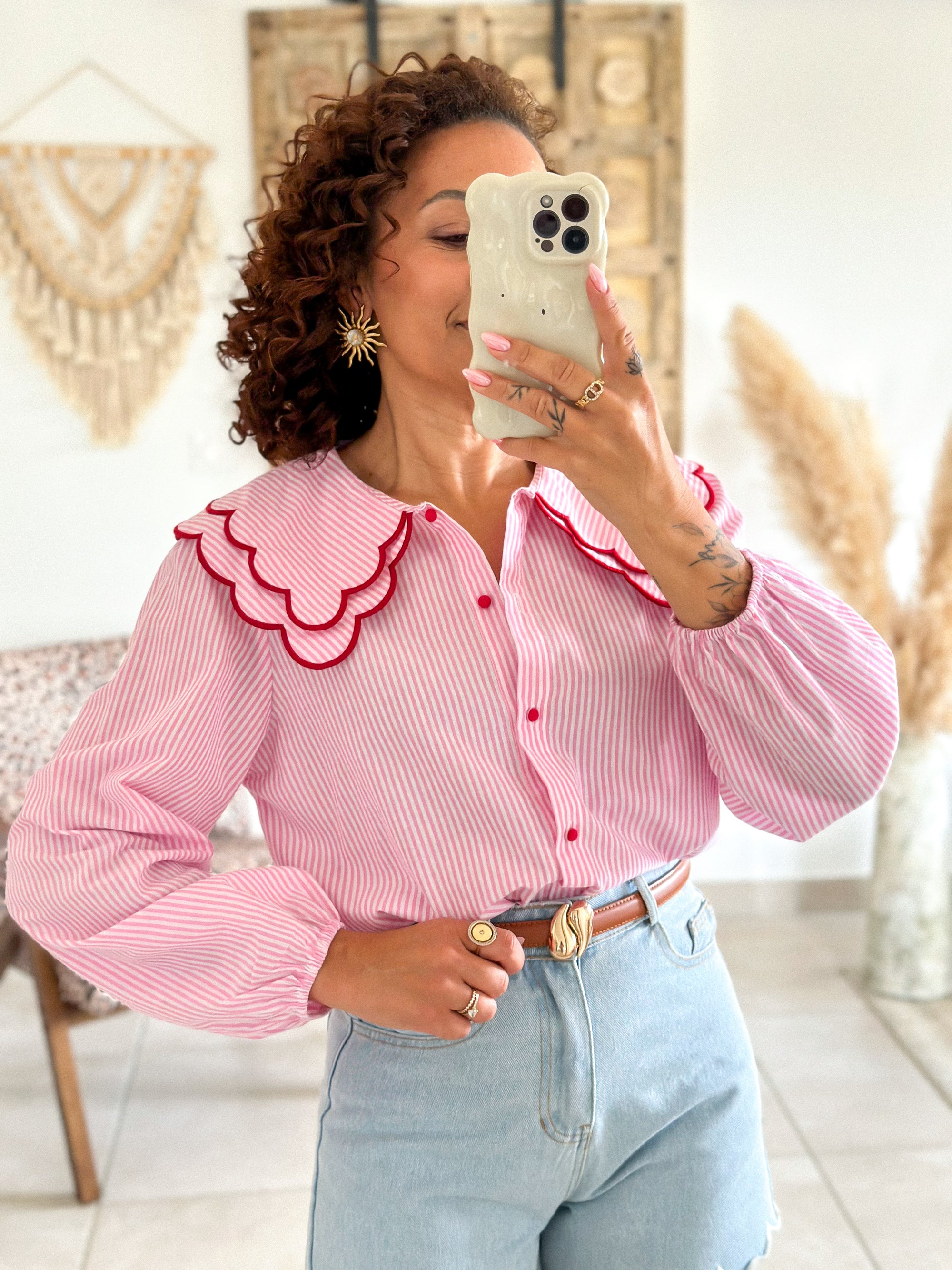 Chemise Anne - Rayée rose
