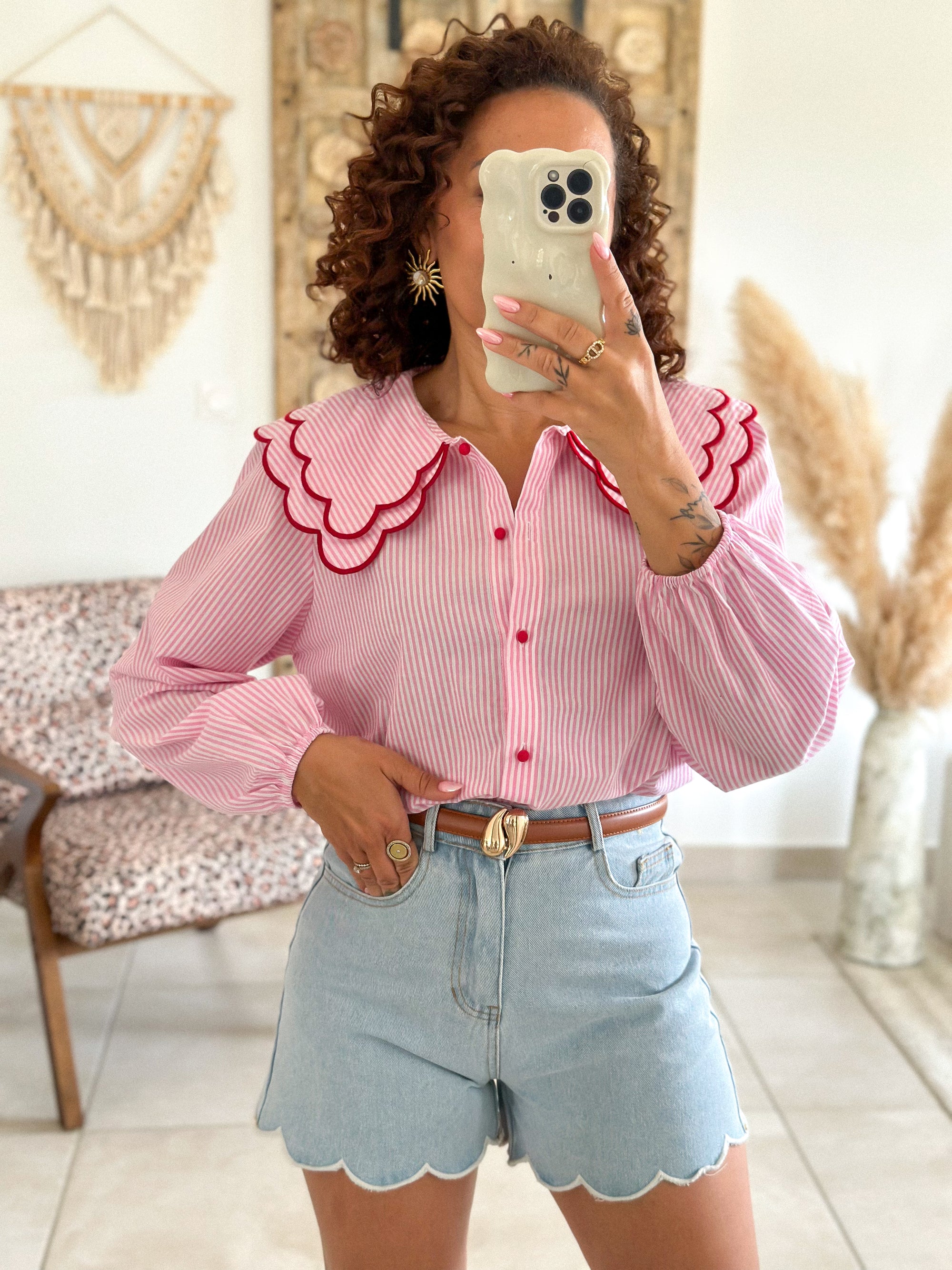 Chemise Anne - Rayée rose