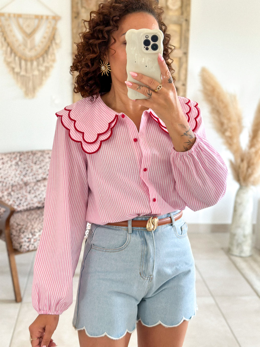 Chemise Anne - Rayée rose