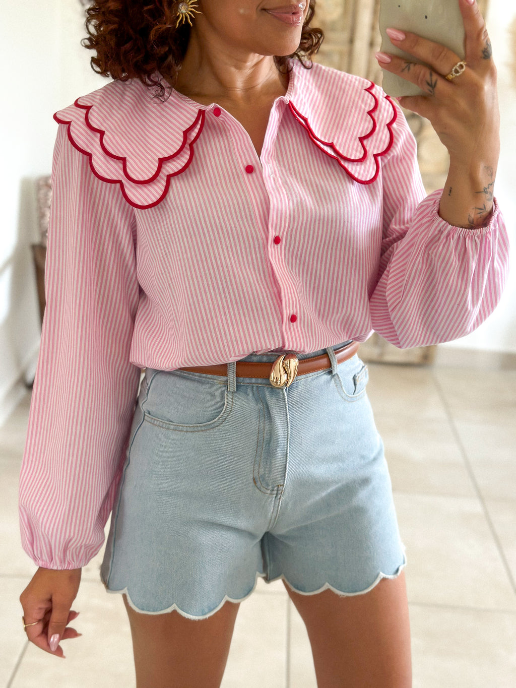 Chemise Anne - Rayée rose