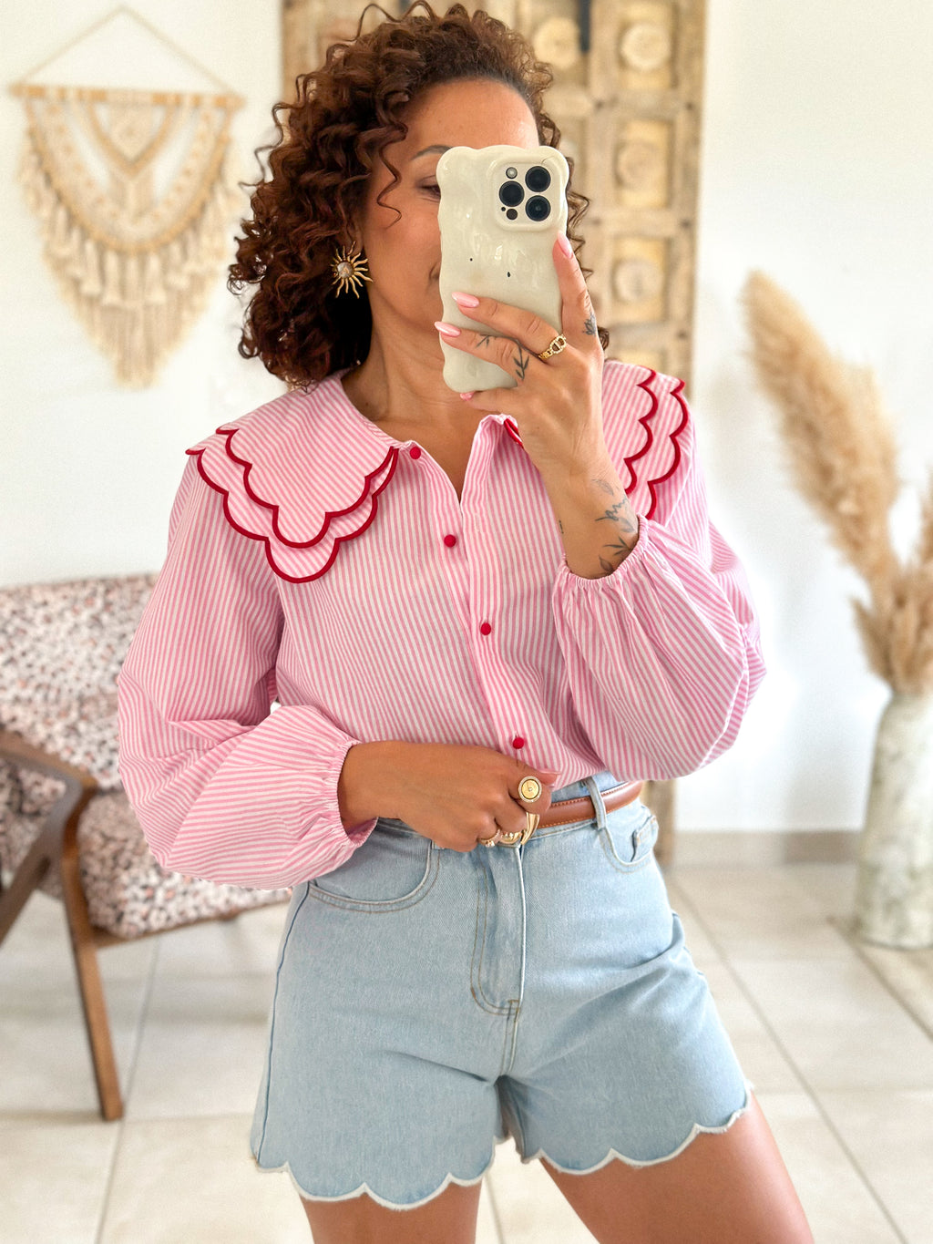 Chemise Anne - Rayée rose
